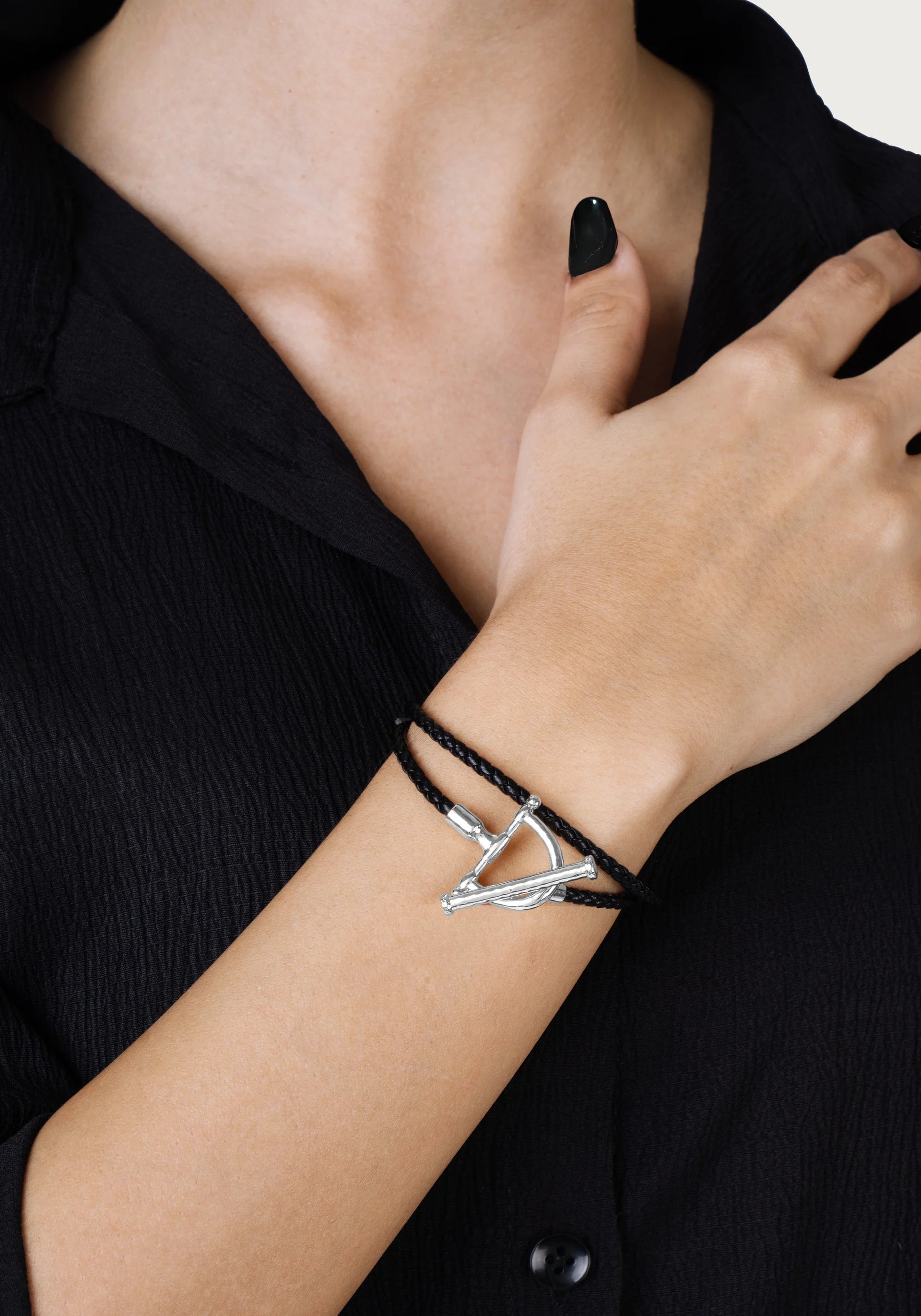 Bransoletka Skórzana Cheval Srebrna