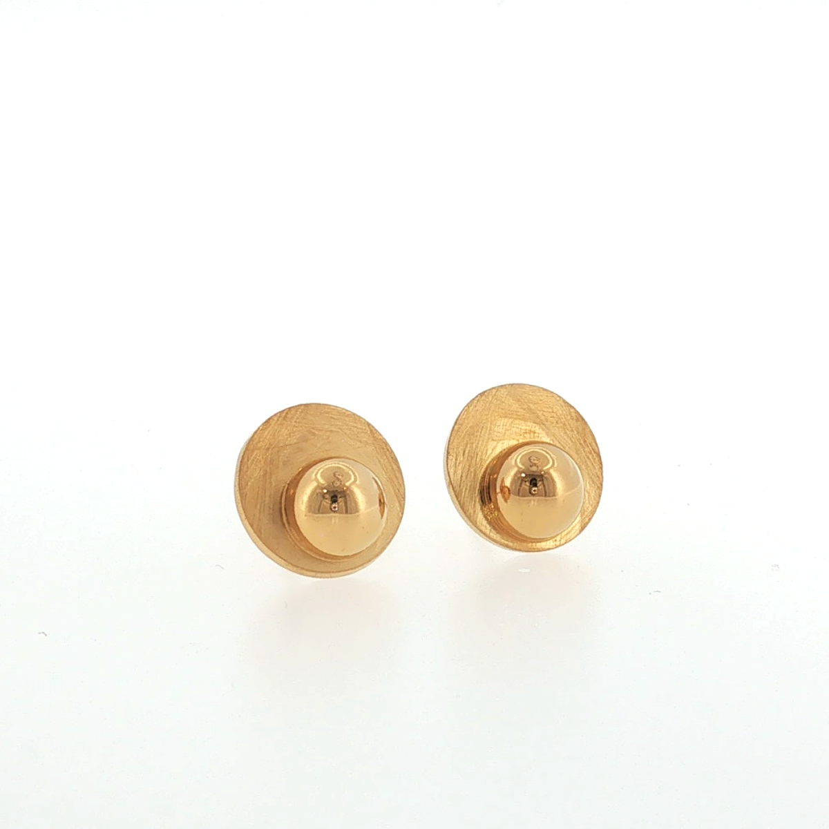 Pozłacane Srebrne Kolczyki Sztyfty Dyski Z Kopułą 14 mm - zdjęcie 5