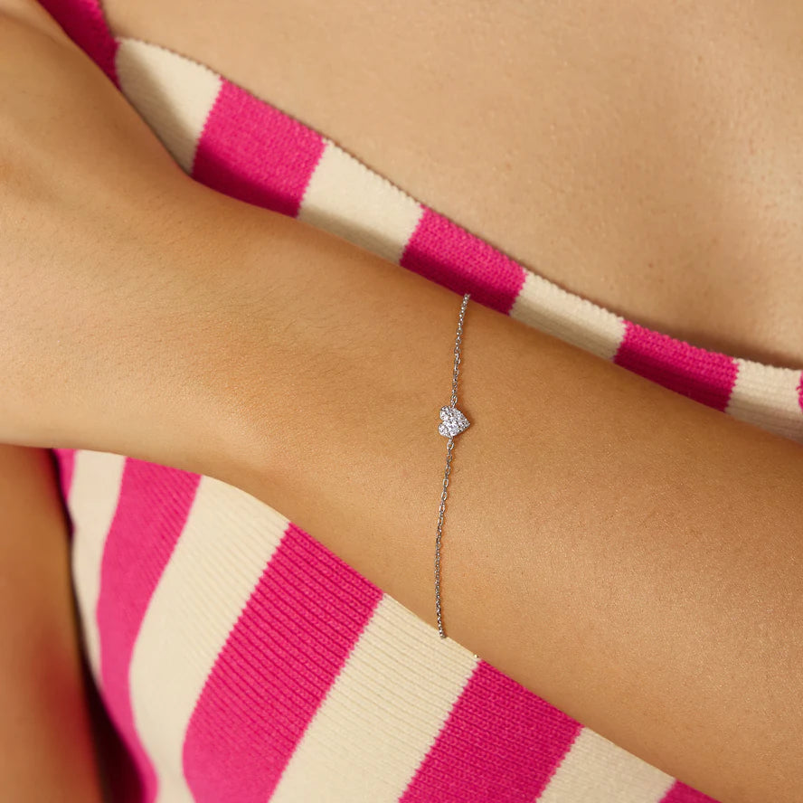 Bransoletka Srebrna Serce Pavé | Srebro 925 Rodowane | Vivagem