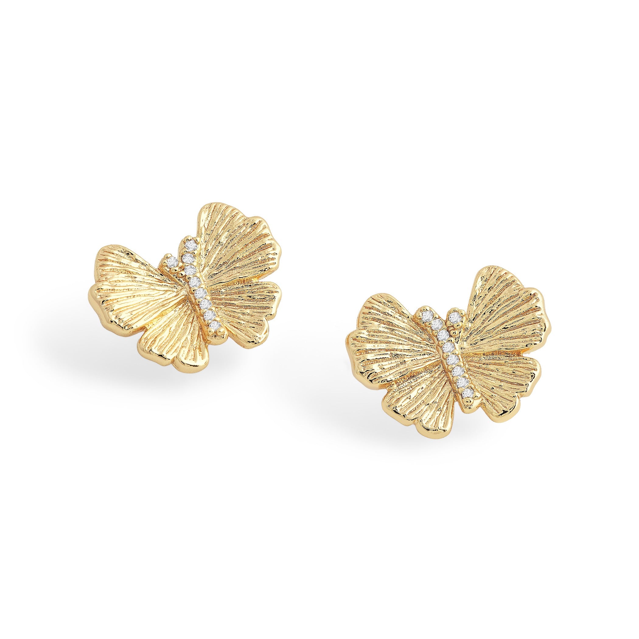 Złote Kolczyki Sztyfty Butterfly Ginkgo | Anabel Aram | Vivagem