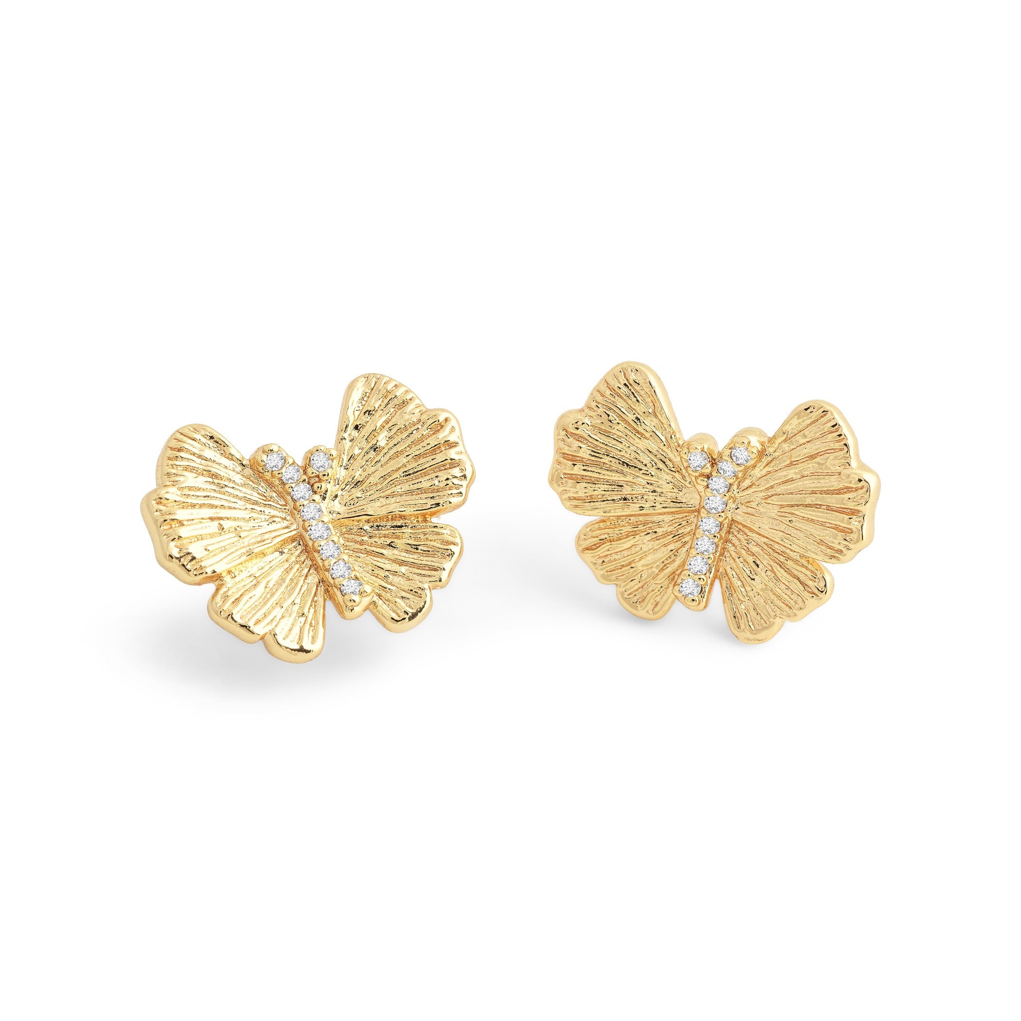 Złote Kolczyki Sztyfty Butterfly Ginkgo | Anabel Aram | Vivagem
