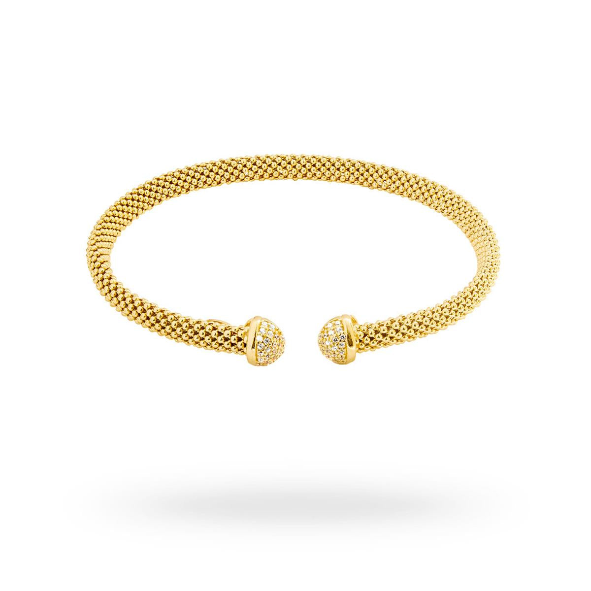 Pozłacana Bransoletka Mesh z Cyrkoniami Pavé, Srebro 925, Vivagem Selection