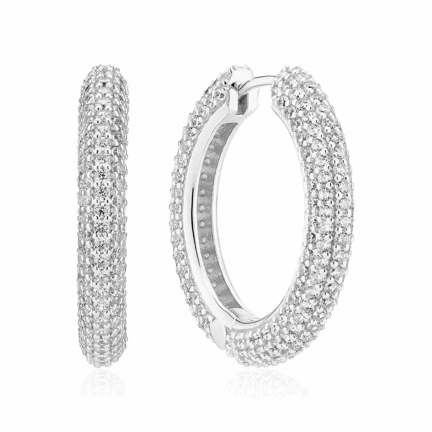 Olśniewające Złoto i Cyrkonie: Kolczyki Carrara Grande Pavé, Srebro 925, Pozłacane 18k, Vivagem Selection