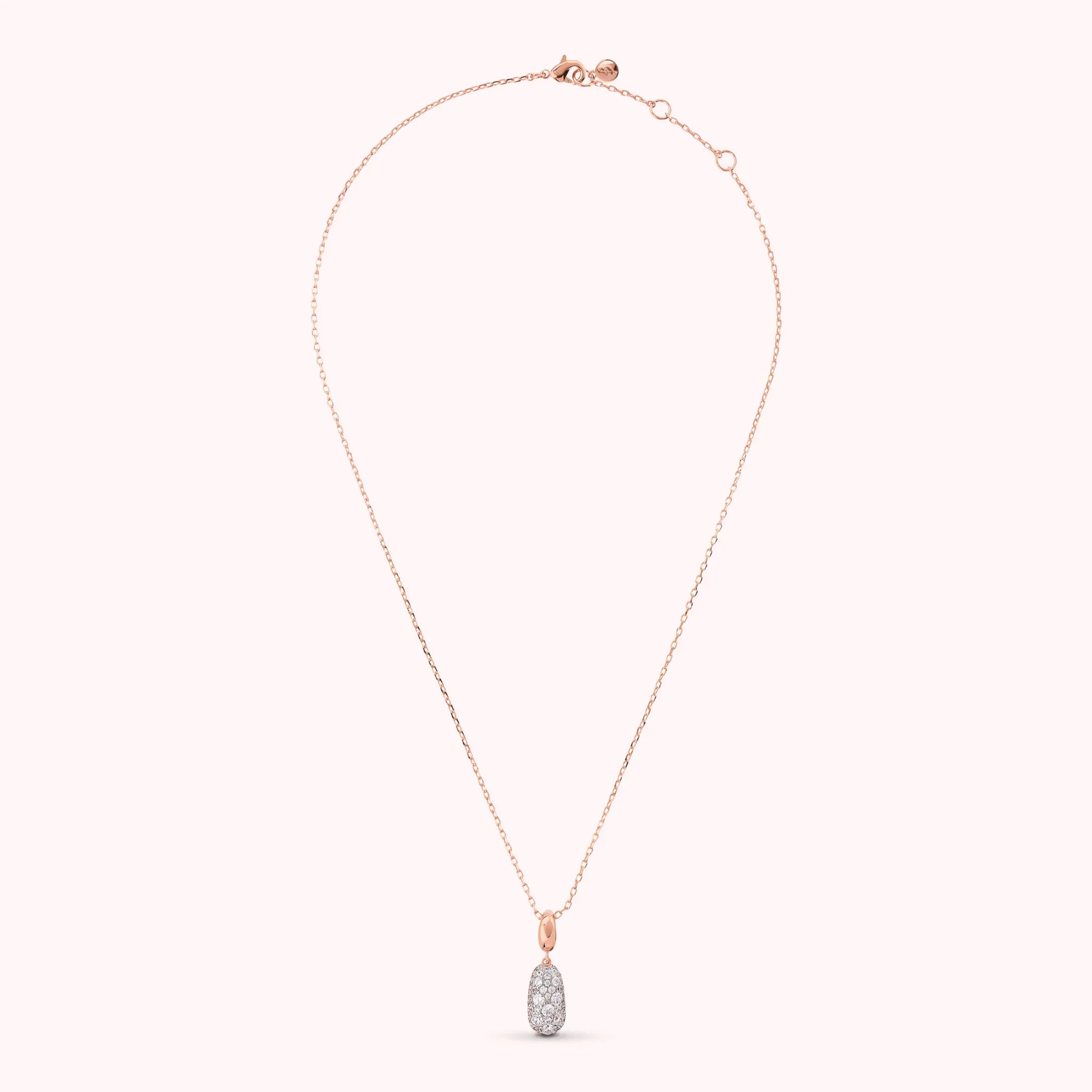 Naszyjnik z Przesuwną Zawieszką Cyrkonie | Różowe Złoto Hipoalergiczny | Vivagem