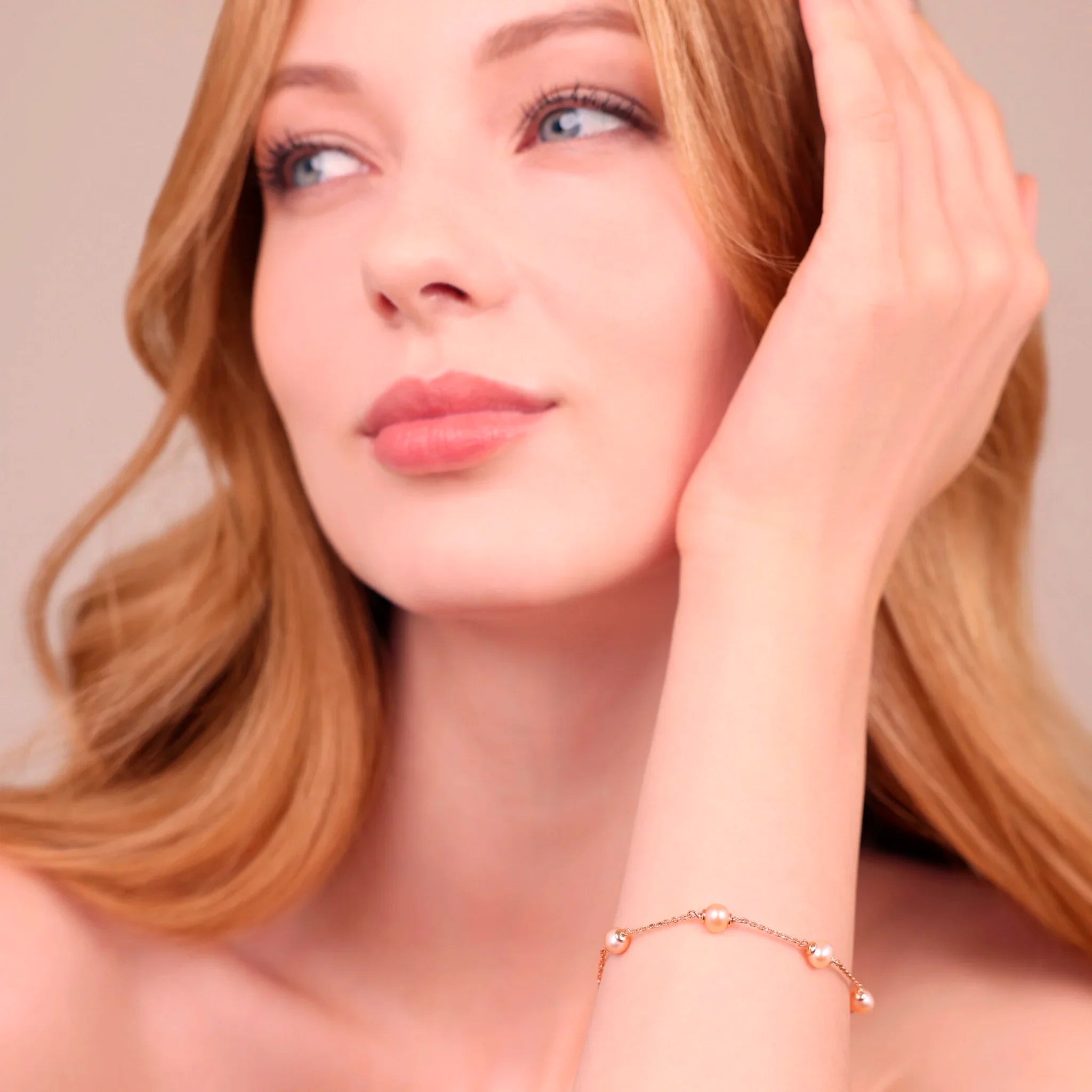 Bransoletka Srebrna Różowe Perły | Różowe Złoto Hipoalergiczna | Vivagem
