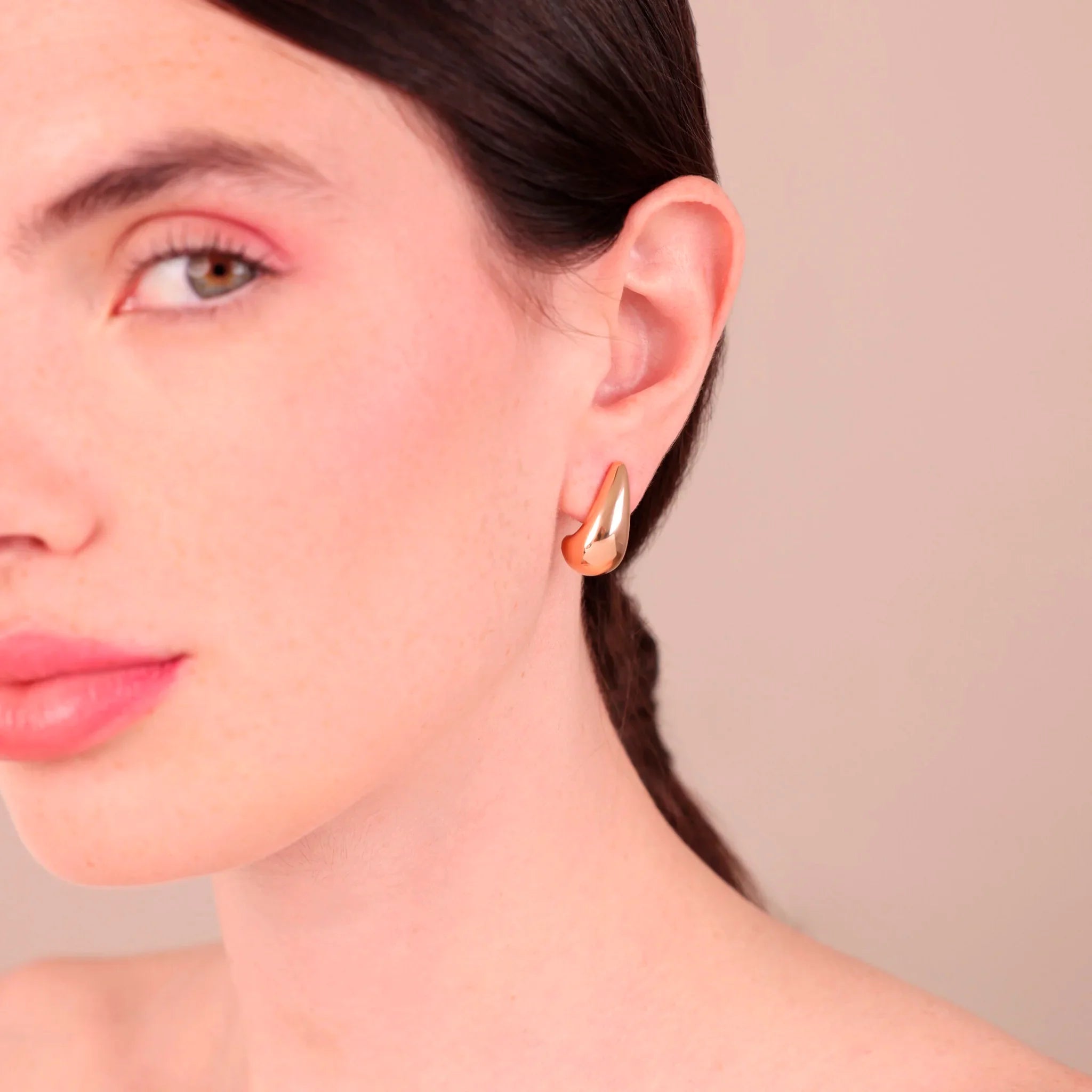 Kolczyki Krople Gładkie Sztyfty | Różowe Złoto Hipoalergiczne | Vivagem