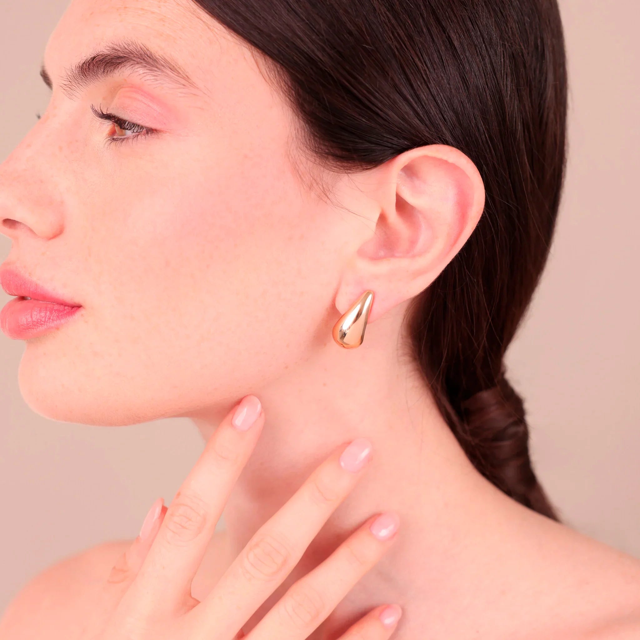 Kolczyki Krople Gładkie Sztyfty | Różowe Złoto Hipoalergiczne | Vivagem