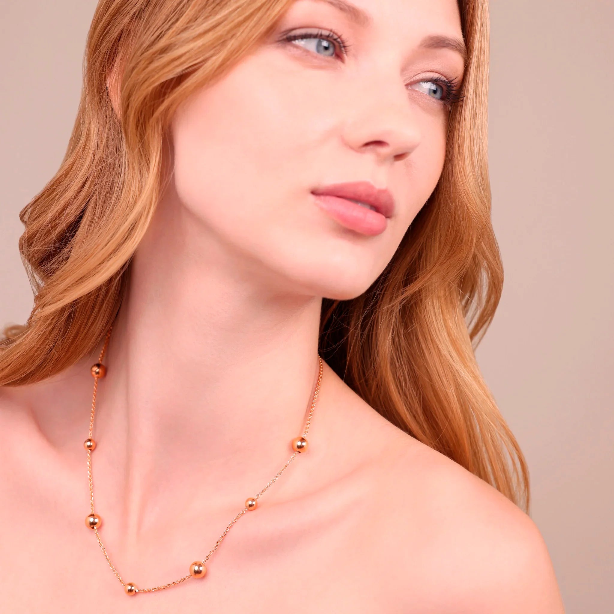 Naszyjnik z Kuleczkami Gładkimi | Różowe Złoto Hipoalergiczny | Vivagem
