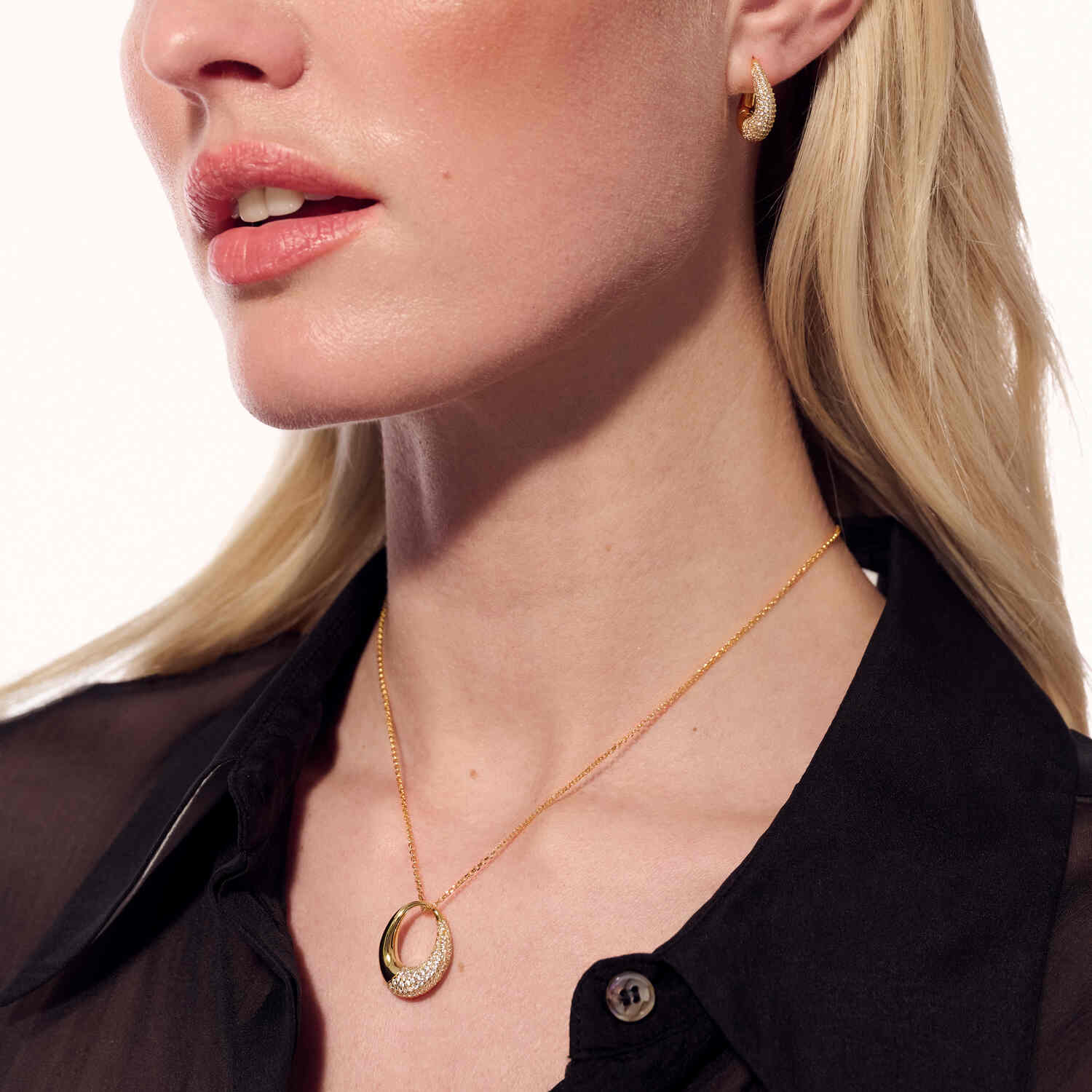 Blask i Gładkość: Pozłacany naszyjnik  Glorenza Pavé, Srebro 925 Pozłacane 18k, Vivagem Selection