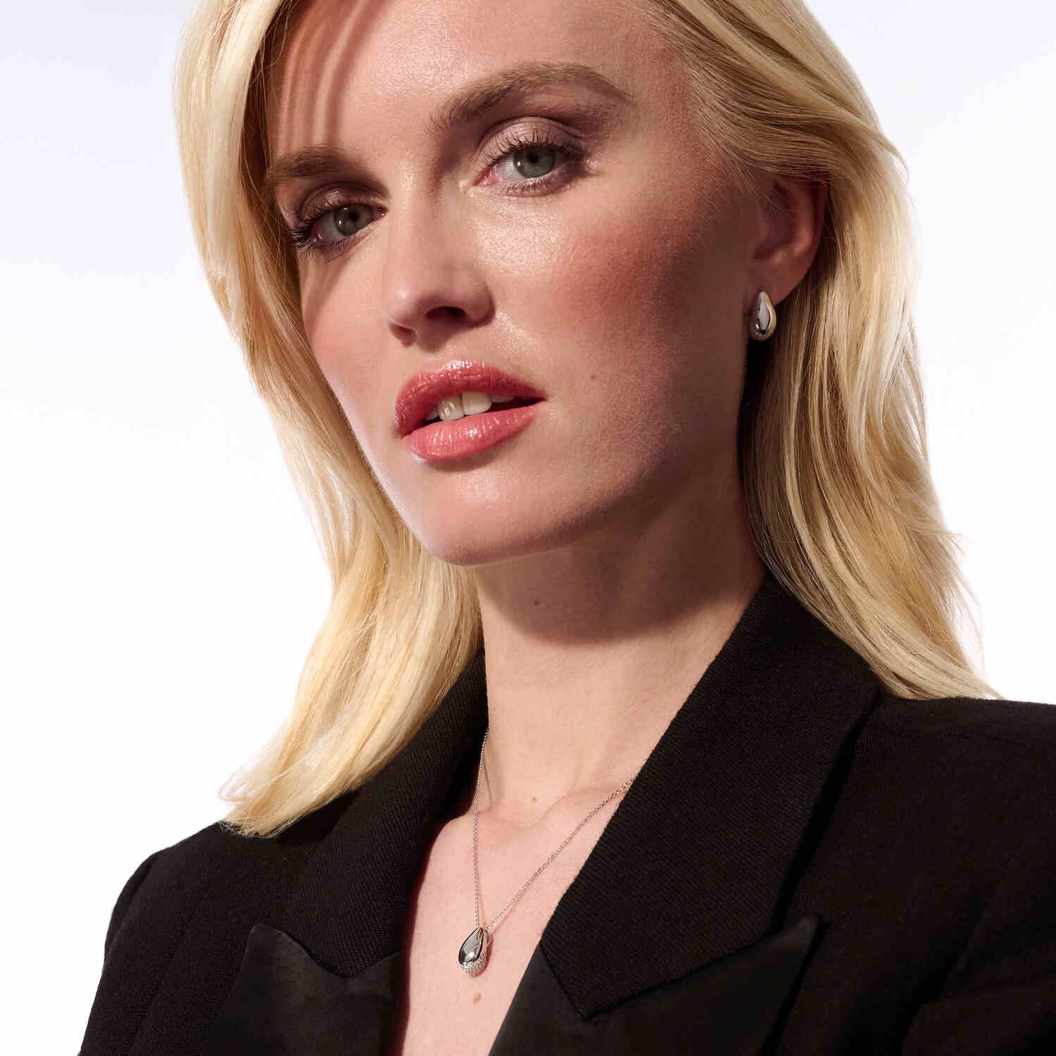 Subtelna Kropla Blasku: Naszyjnik Goccia od Sif Jakobs, Srebro 925, Rodowane, z Cyrkoniami, Vivagem Selection