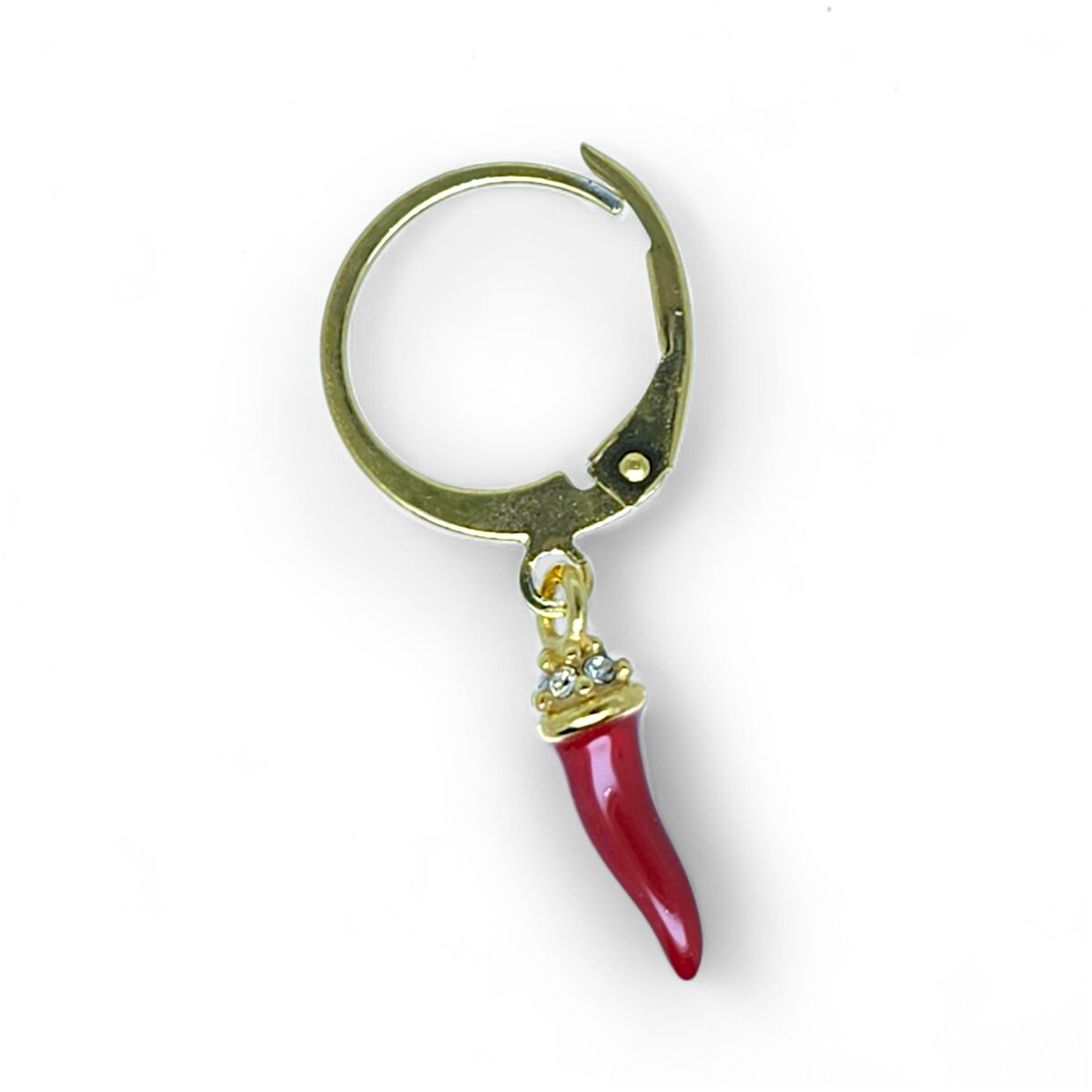 Złoty Pojedynczy Kolczyk Amulet Włoskie Peperoncino | Vivagem