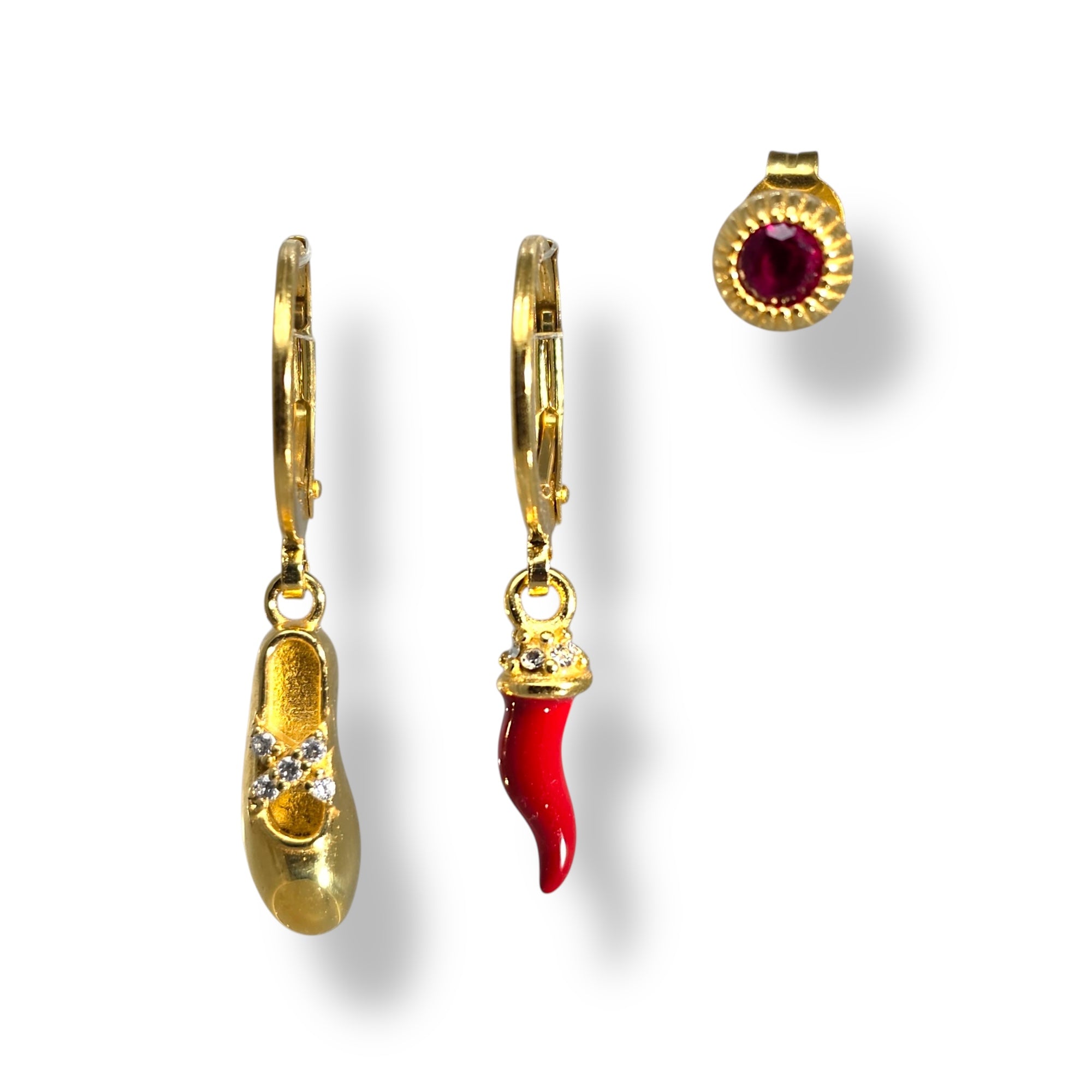 Złoty Pojedynczy Kolczyk Amulet Włoskie Peperoncino | Vivagem