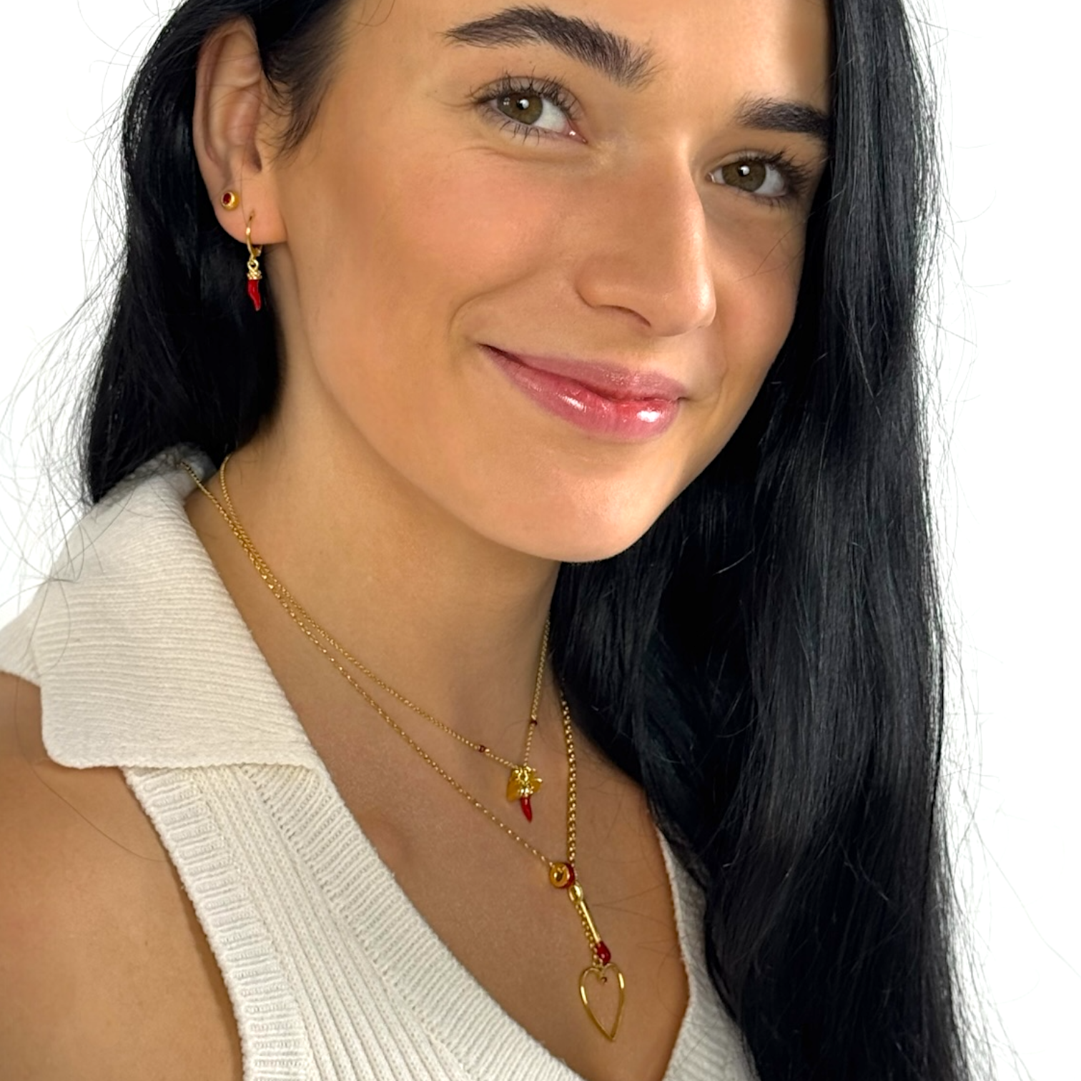 Złoty Pojedynczy Kolczyk Amulet Włoskie Peperoncino | Vivagem