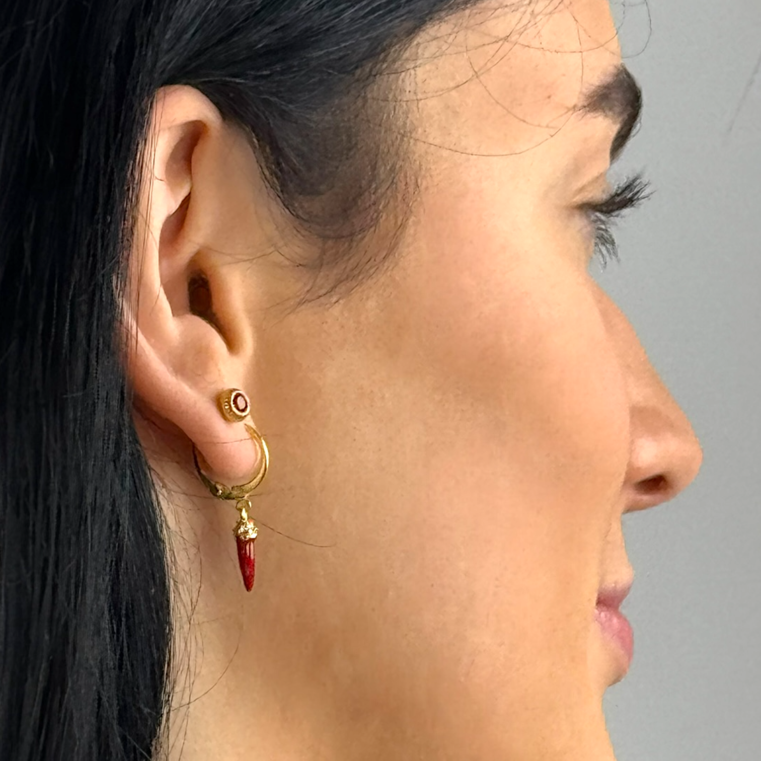 Złoty Pojedynczy Kolczyk Amulet Włoskie Peperoncino | Vivagem