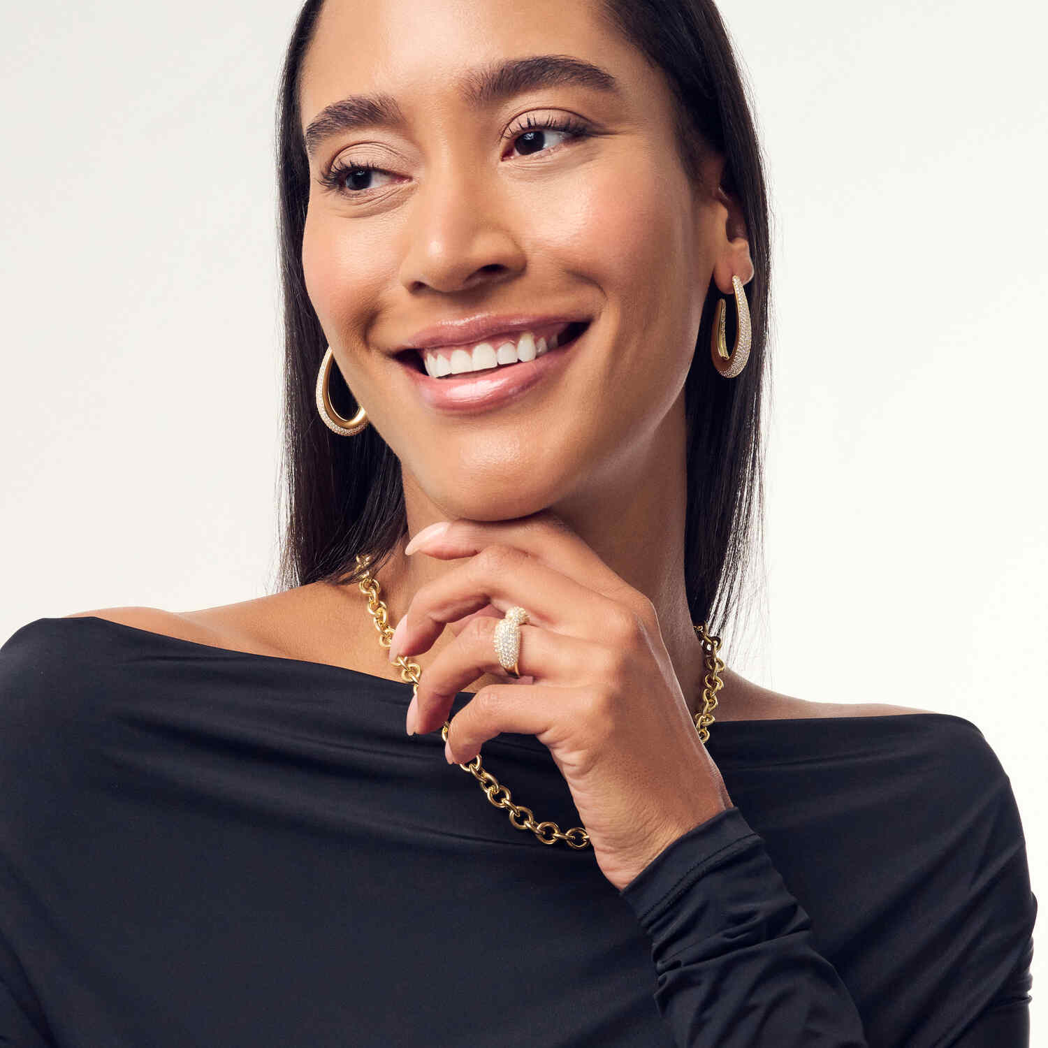 Eksplozja Blasku: Pozłacany Otwarty Pierścionek z Cyrkoniami Pavé, Vivagem Selection