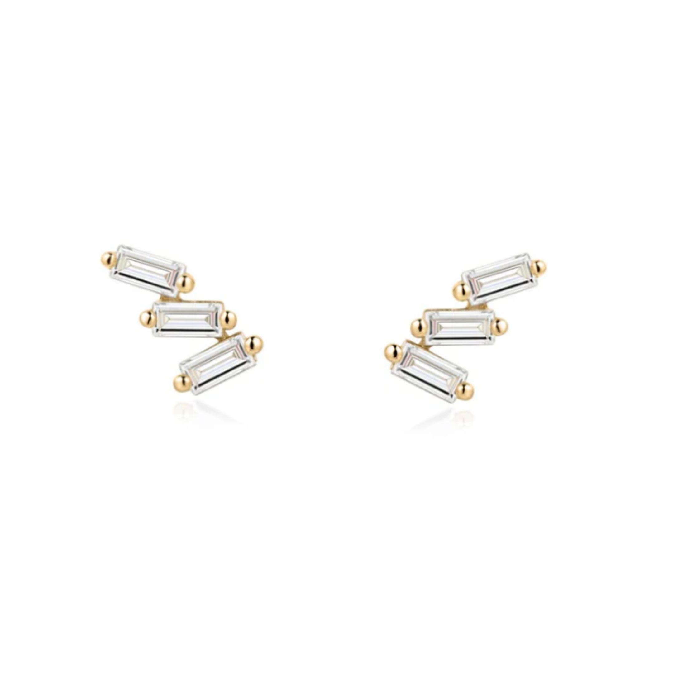 Złote kolczyki sztyfty diamenty szlif szmaragdowy 0,3 ct złoto 585