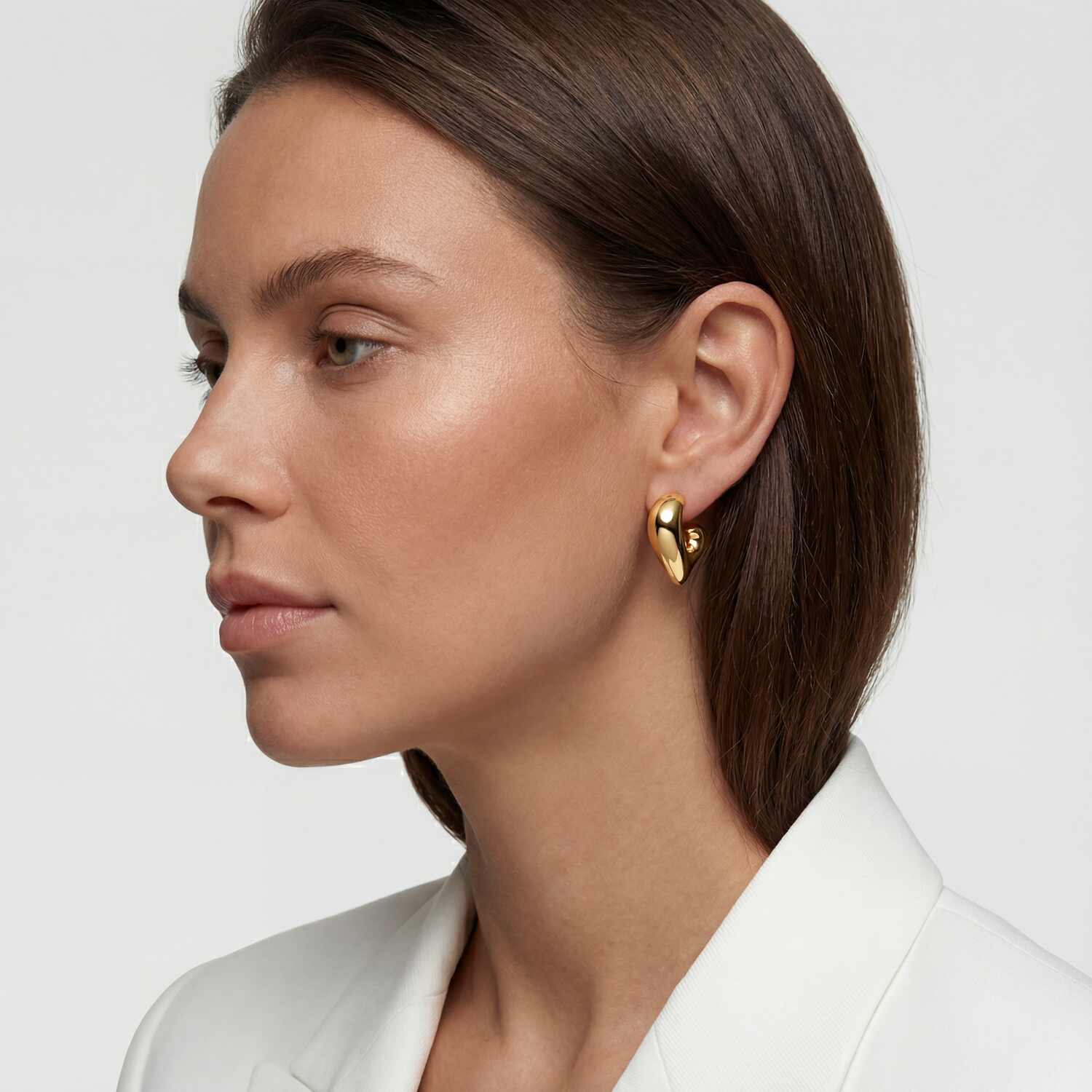 Złote Kolczyki Serca Rzeźbiarskie | Srebro 925 Pozłacane | Vivagem