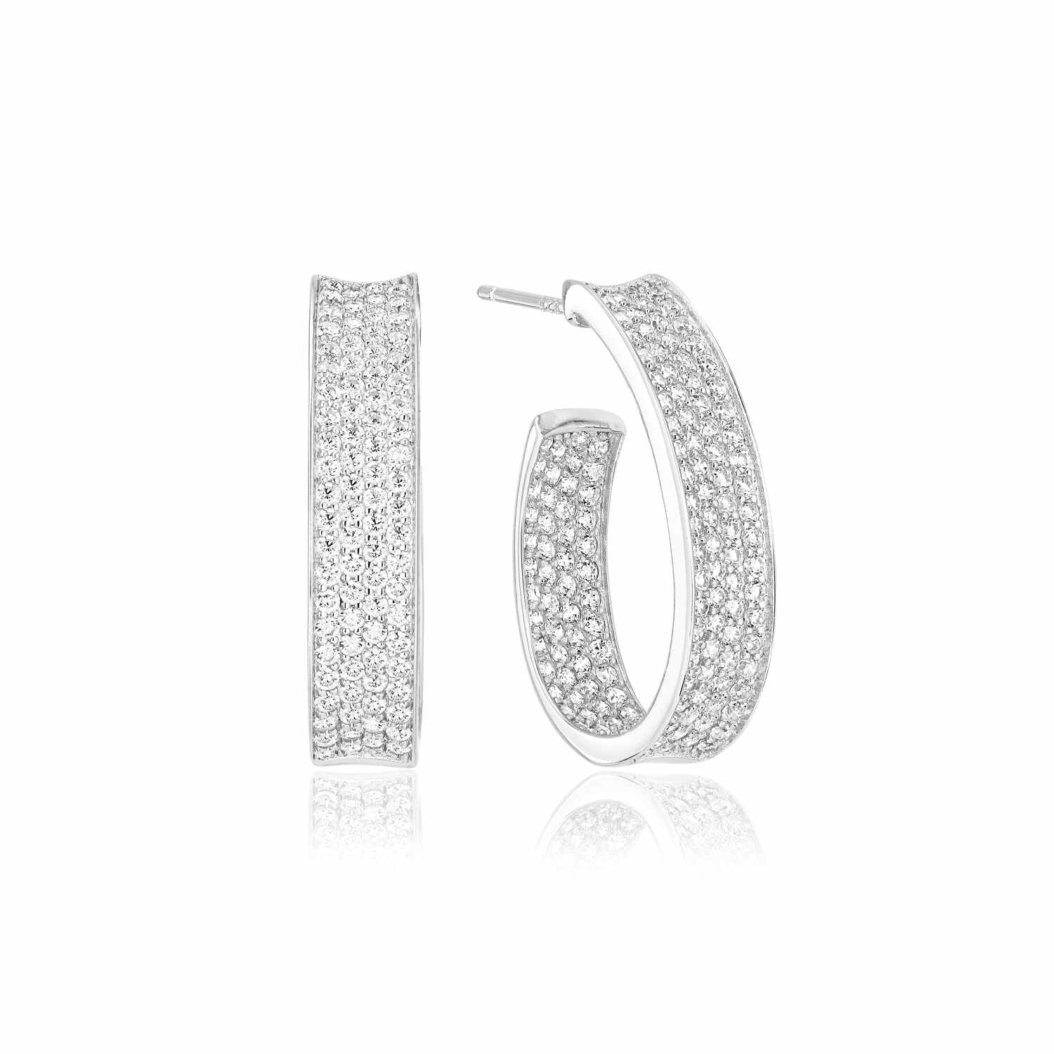 Lodowy Blask Królowej: Srebrna Bransoletka Bangle Felline Concavo Sif Jakobs Pavé, Rodowana, Vivagem Selection