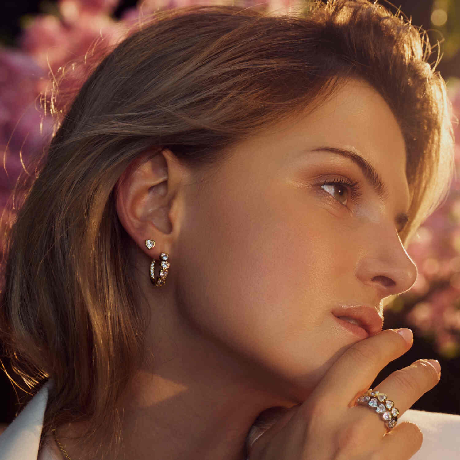 Złote Kolczyki Koła z Sercami Amorino | Srebro 925 Pozłacane | Vivagem