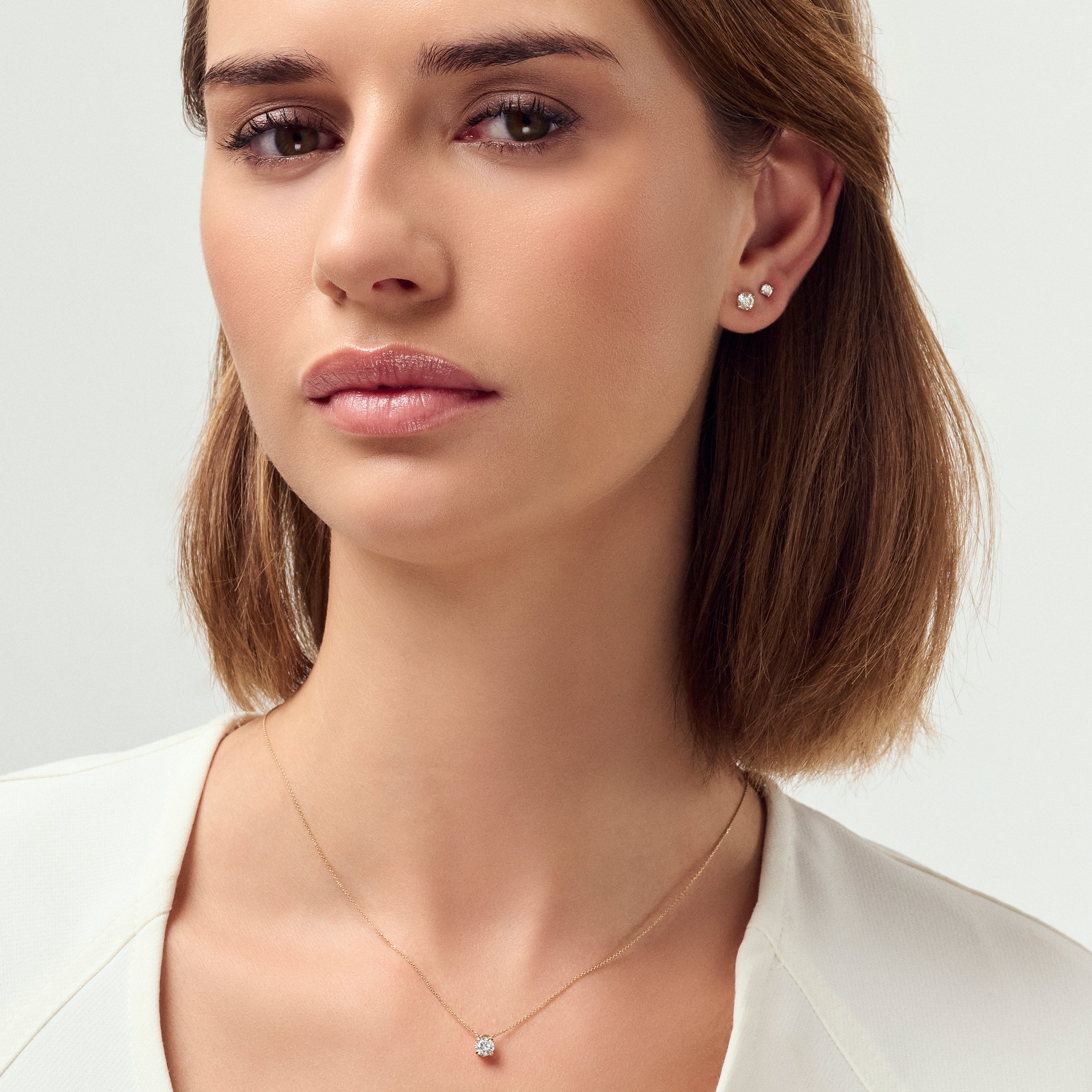 Kolczyki Sztyfty z Diamentami - 14-karatowe ( próba 585) żółte złoto, 0,22-3,00 ct TW GH VS, diamenty laboratoryjnie hodowane - VIVAGEM.PL