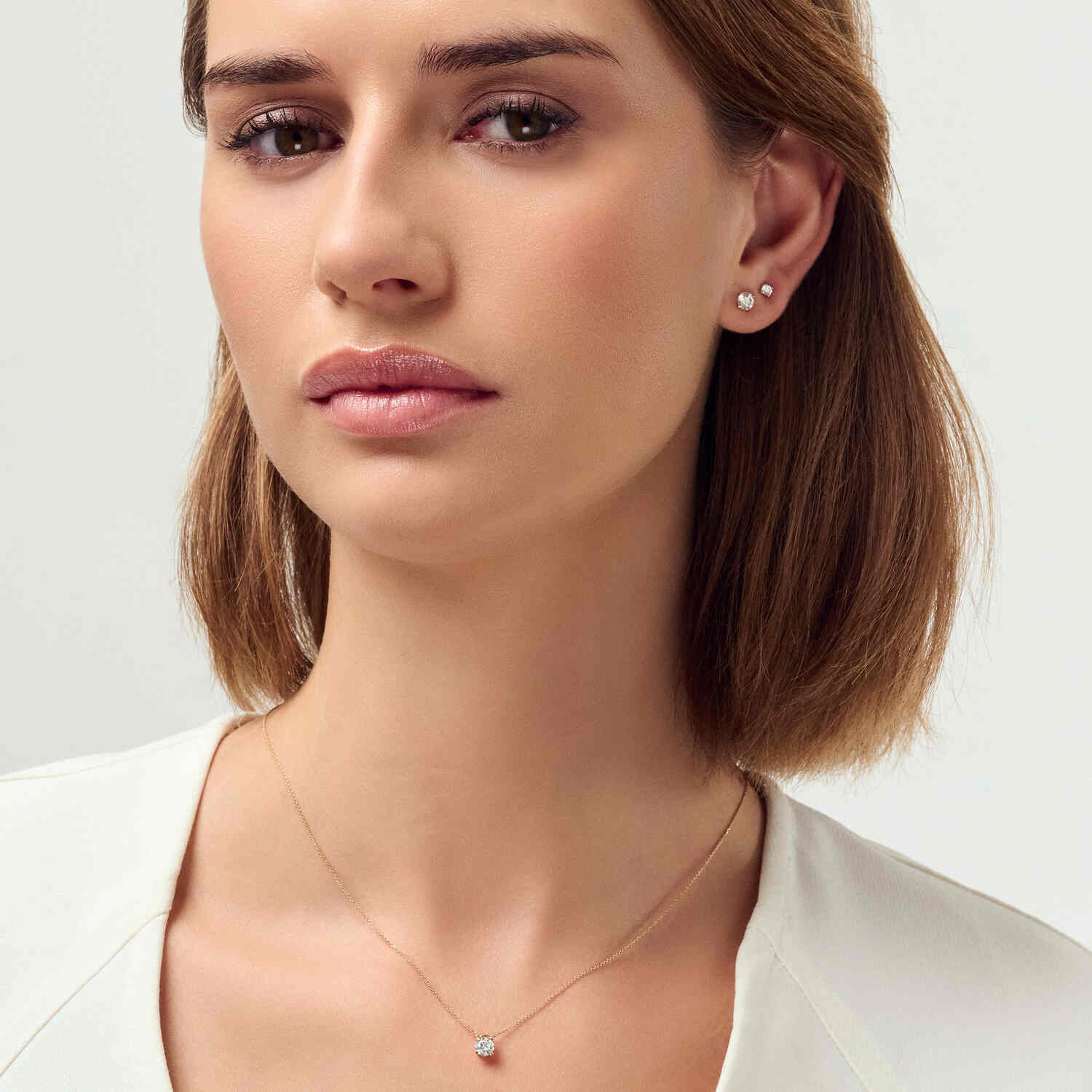 Kolczyki Sztyfty z Diamentami - 14-karatowe ( próba 585) żółte złoto, 0,22-3,00 ct TW GH VS, diamenty laboratoryjnie hodowane - VIVAGEM.PL