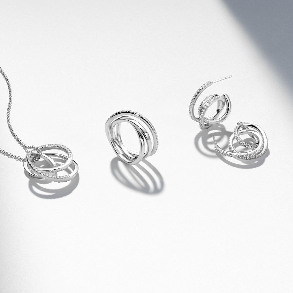 Srebrzyste Spirale Nieskończoności: Kolczyki Spirale Piccolo Sif Jakobs Pavé, Rodowane, Vivagem Selection