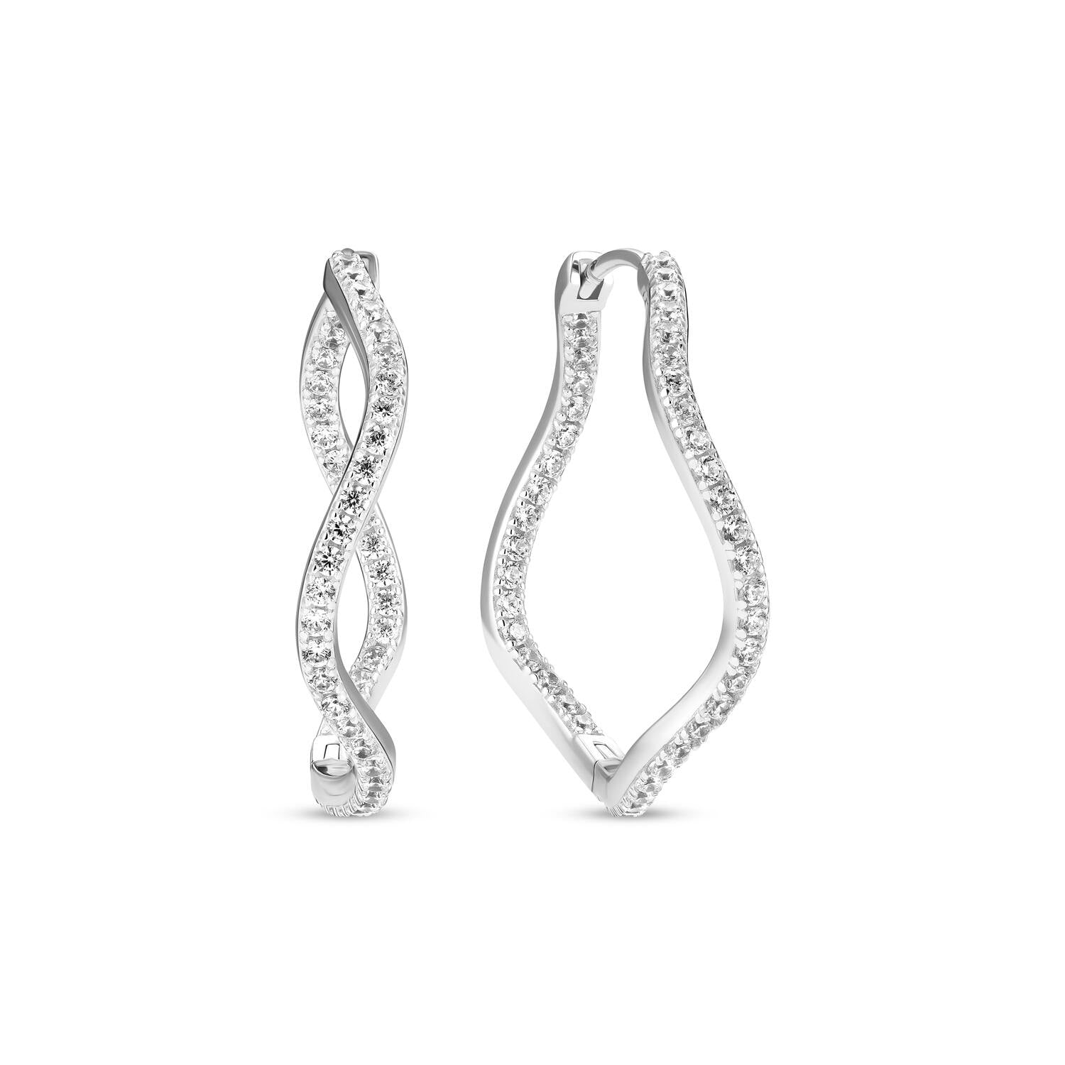 Iskrzący Taniec Złotych Fal: Kolczyki Ellera Waves X-Grande Pavé, Srebro 925, pozłacane 18k, Vivagem Selection