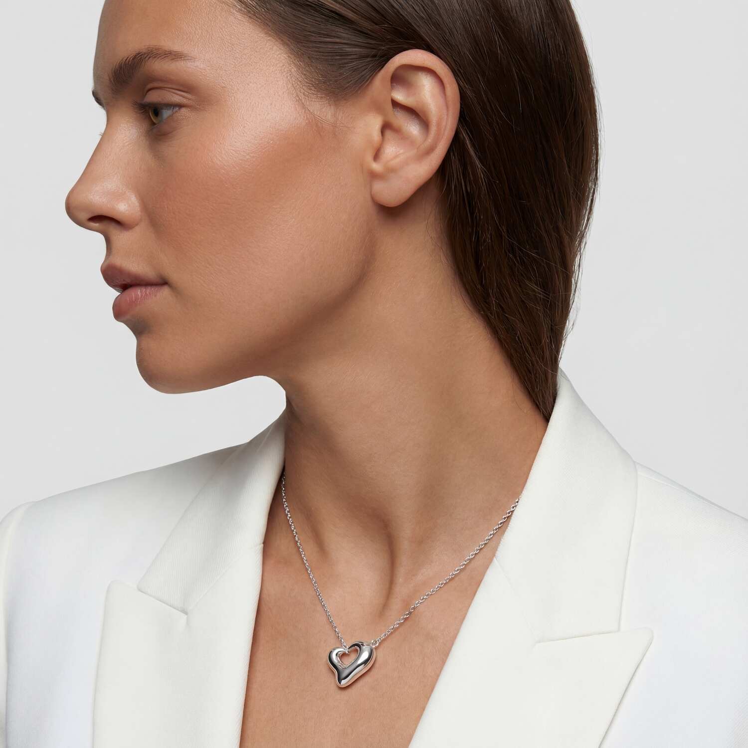 Srebrny Naszyjnik Otwarte Serce Organic | Srebro 925 Rodowane | Vivagem