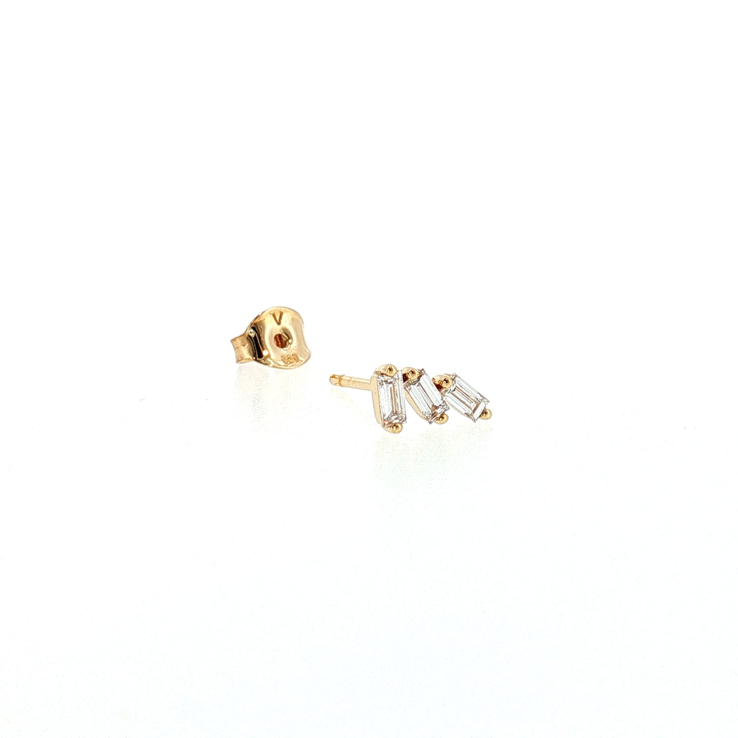 Złote kolczyki sztyfty diamenty szlif szmaragdowy 0,3 ct złoto 585 - zdjęcie 6