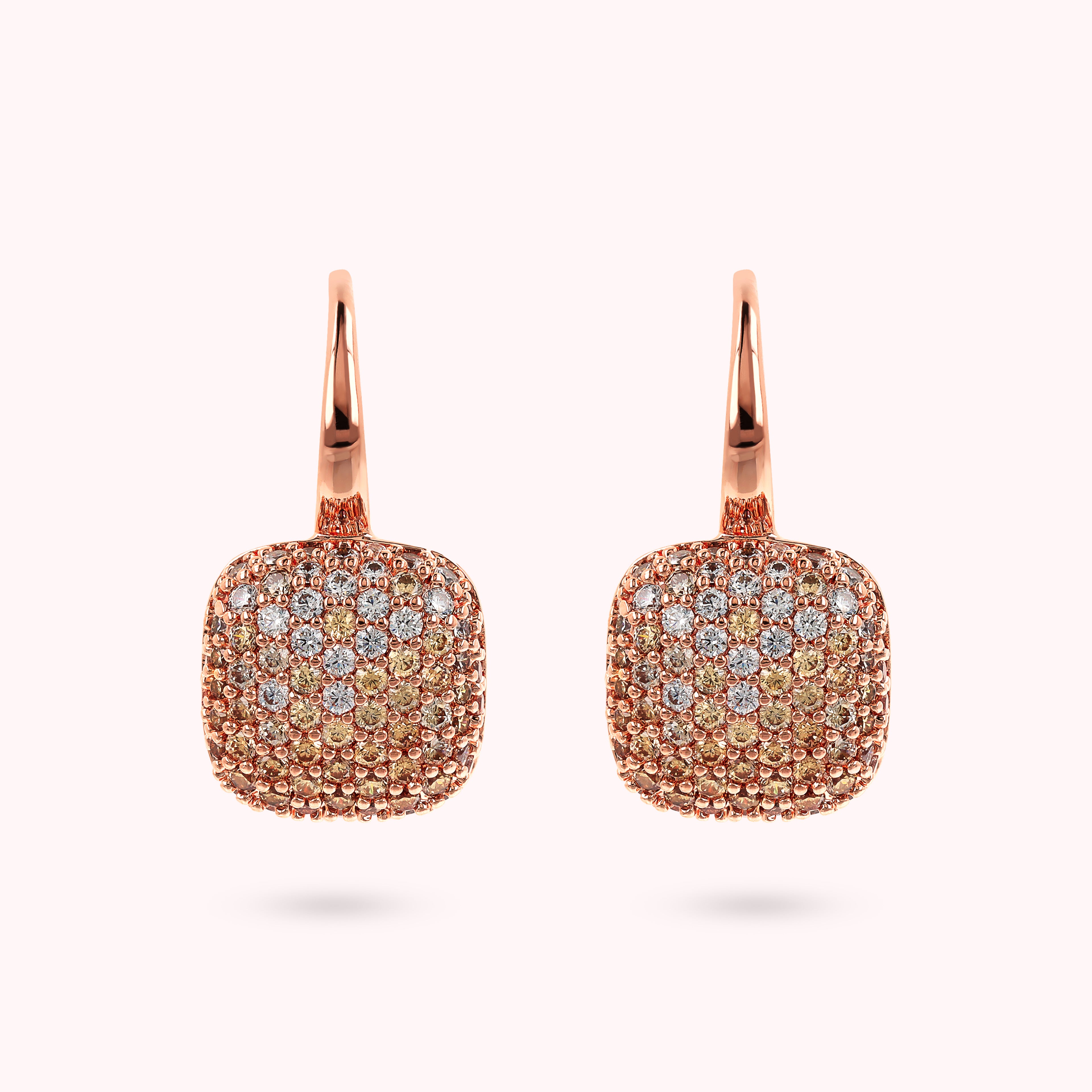 Szampański Blask: Kolczyki Bronzallure Altissima z Kwadratowym Pavé, Golden Rosé, Vivagem Selection