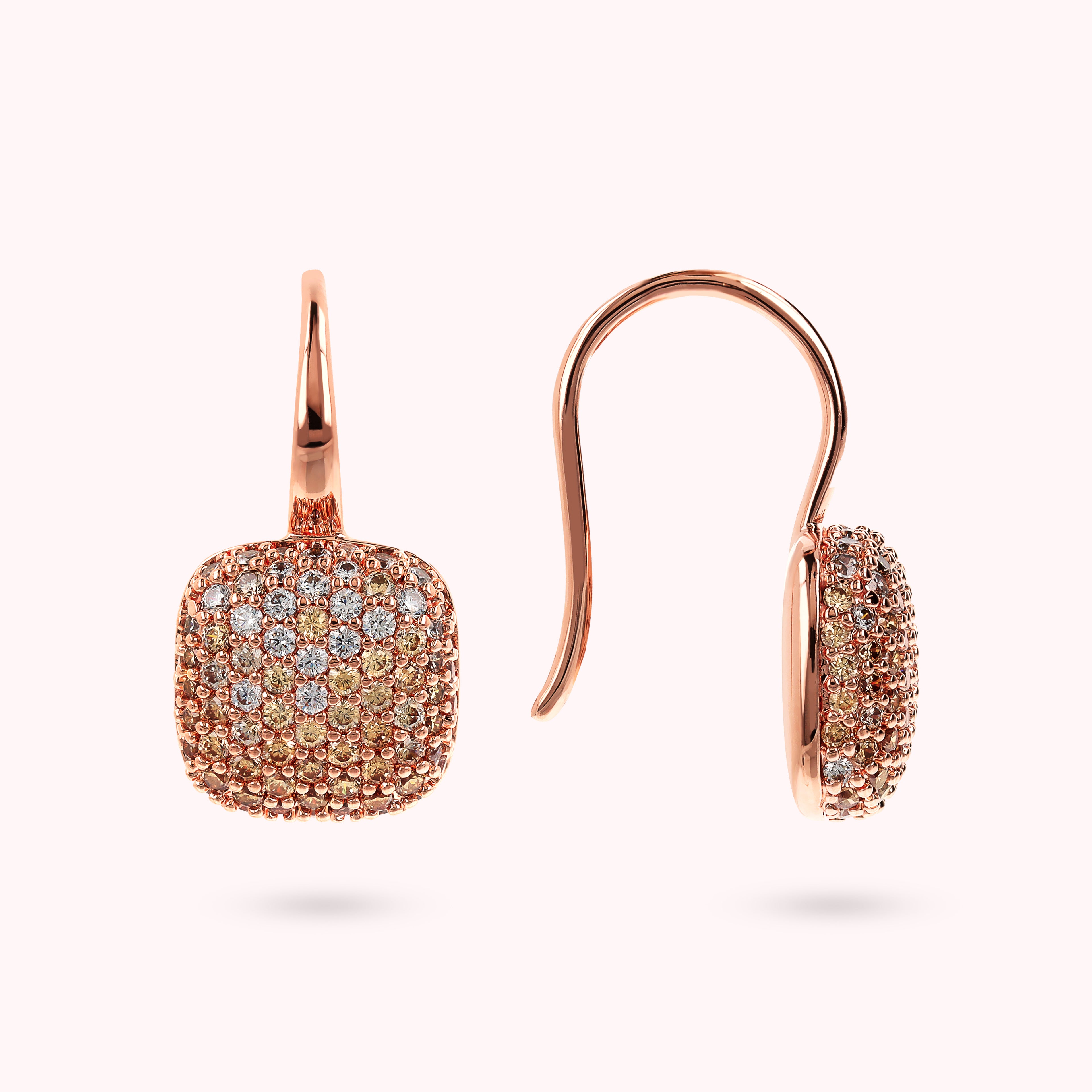 Szampański Blask: Kolczyki Bronzallure Altissima z Kwadratowym Pavé, Golden Rosé, Vivagem Selection