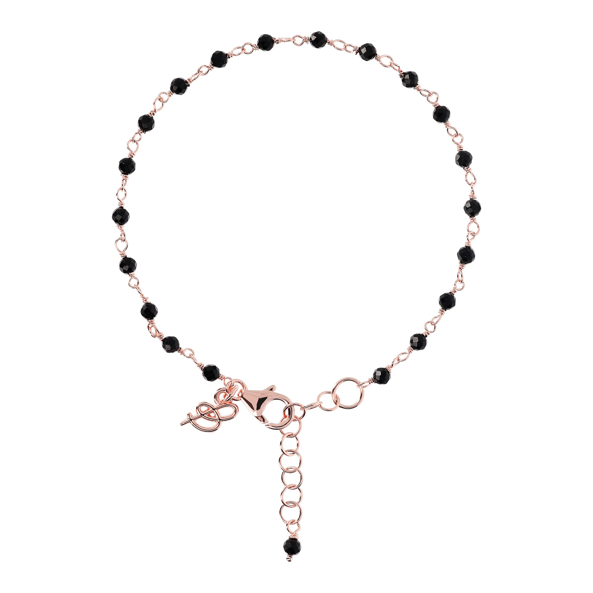 Tajemnica Nocy: Bransoletka Bronzallure z Czarnym Spinellem, Golden Rosé, Vivagem Selection