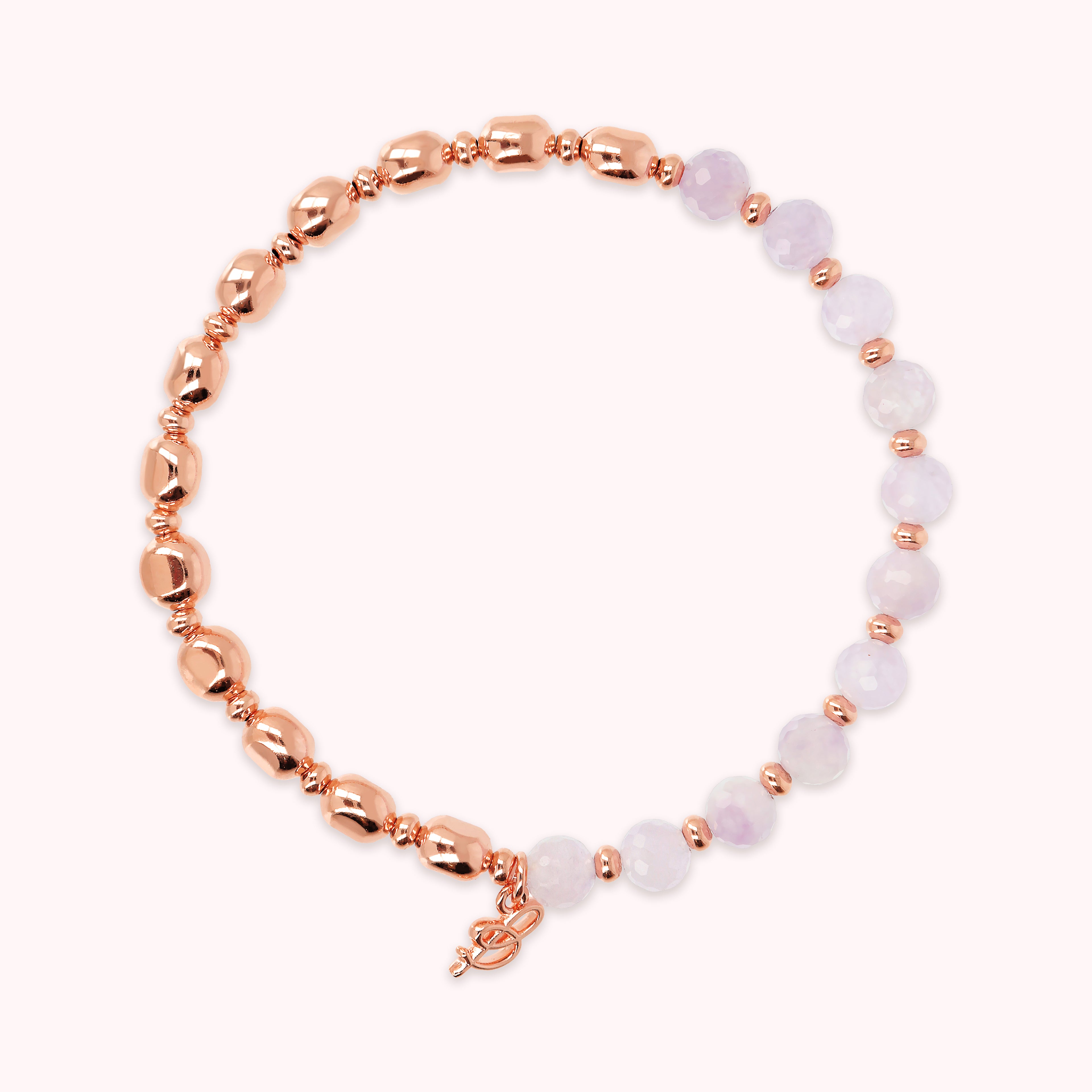 Bransoletka Elastyczna Naturalny Ametyst | Różowe Złoto Hipoalergiczna | Vivagem