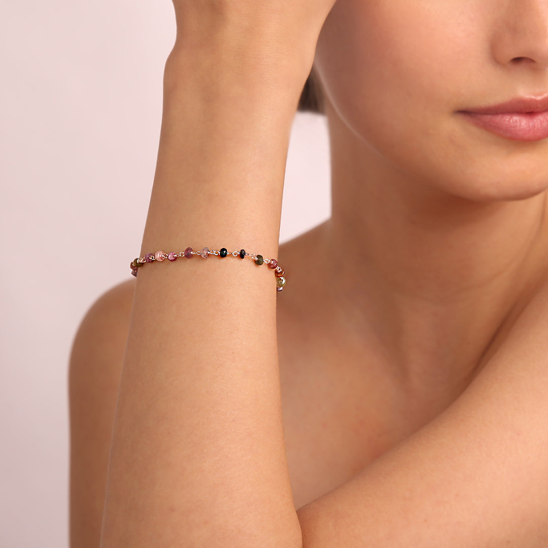 Bransoletka Różaniec Multikolor | Różowe Złoto i Kwarc | Vivagem
