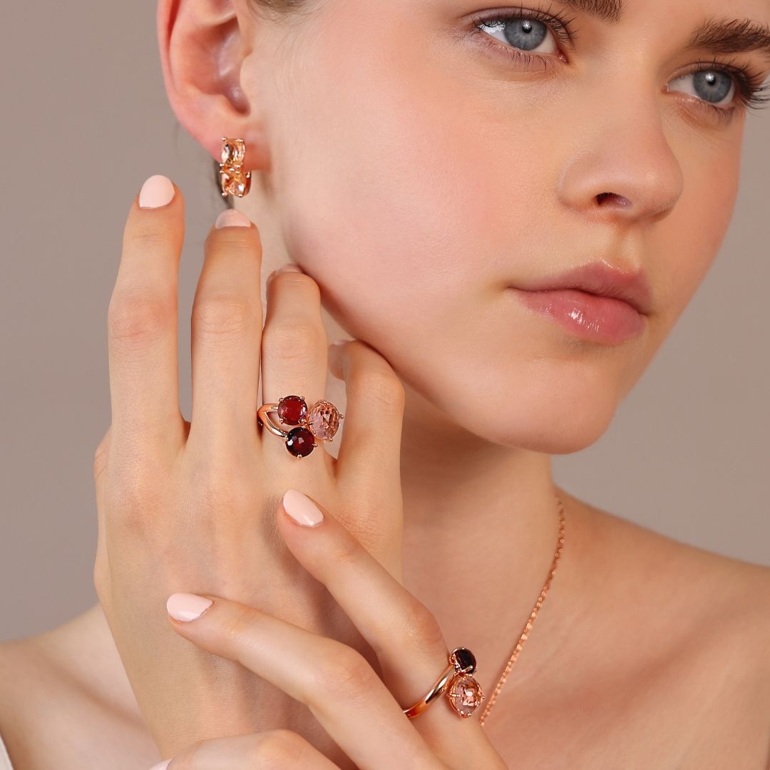 Mozaika Blasku: Pierścionek Bronzallure Trilogy z Kamieniami Prisma Gem, Golden Rosé, Vivagem Selection