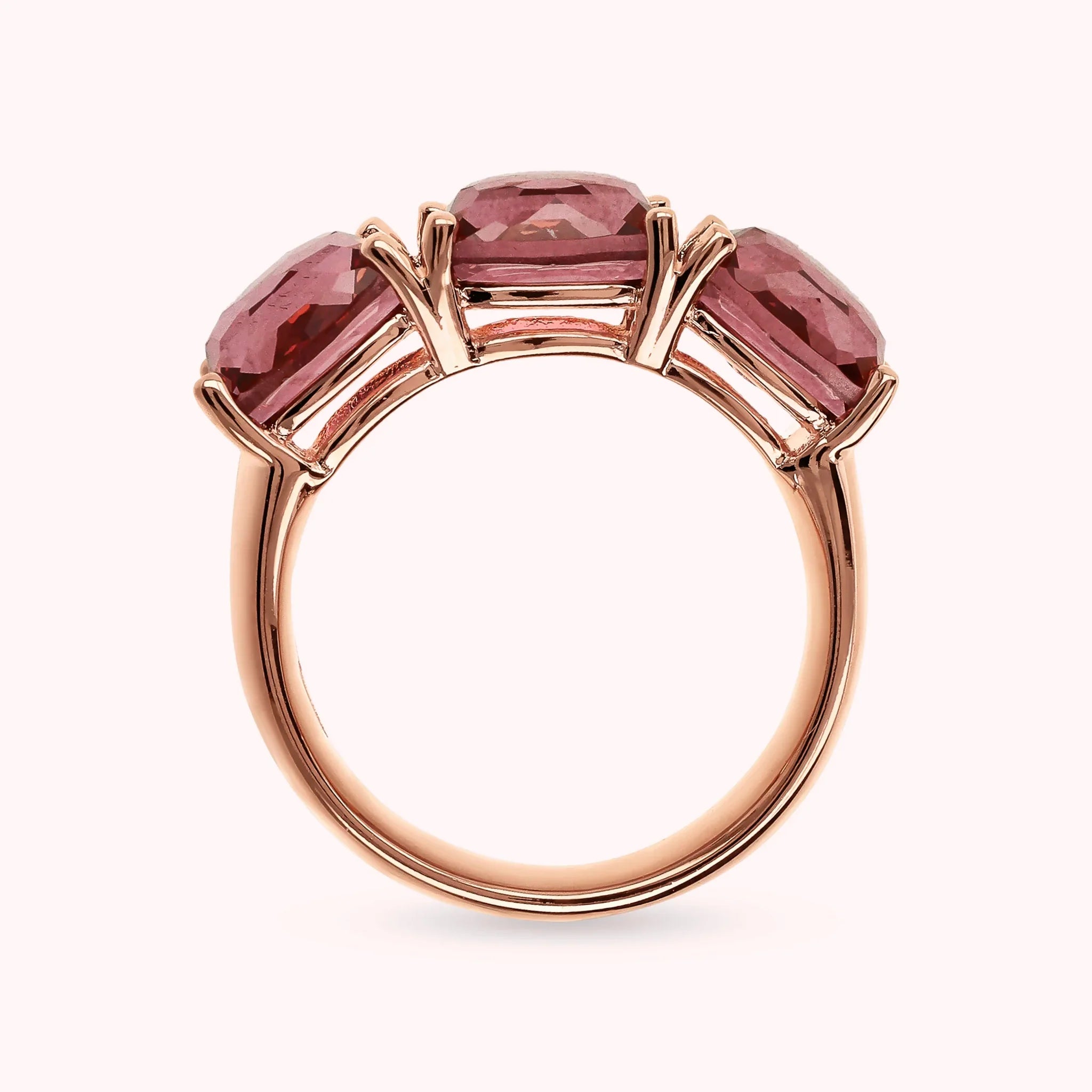 Pierścionek Riviera Burgundowy Pryzmat | Różowe Złoto Mozaika | Vivagem