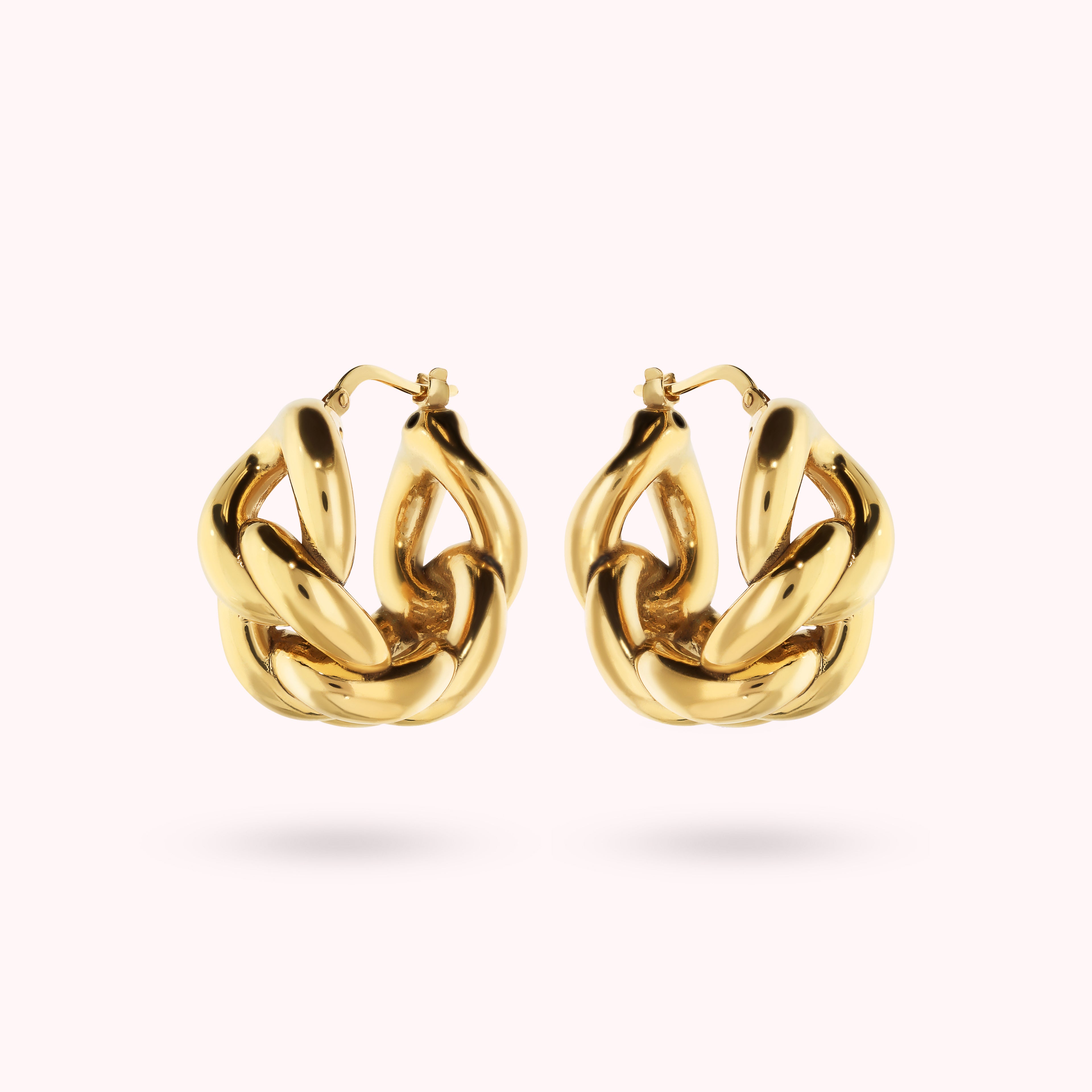 Złote Kolczyki Koła Splot Pancerka | 18k Żółte Złoto na Golden Rosé | Vivagem