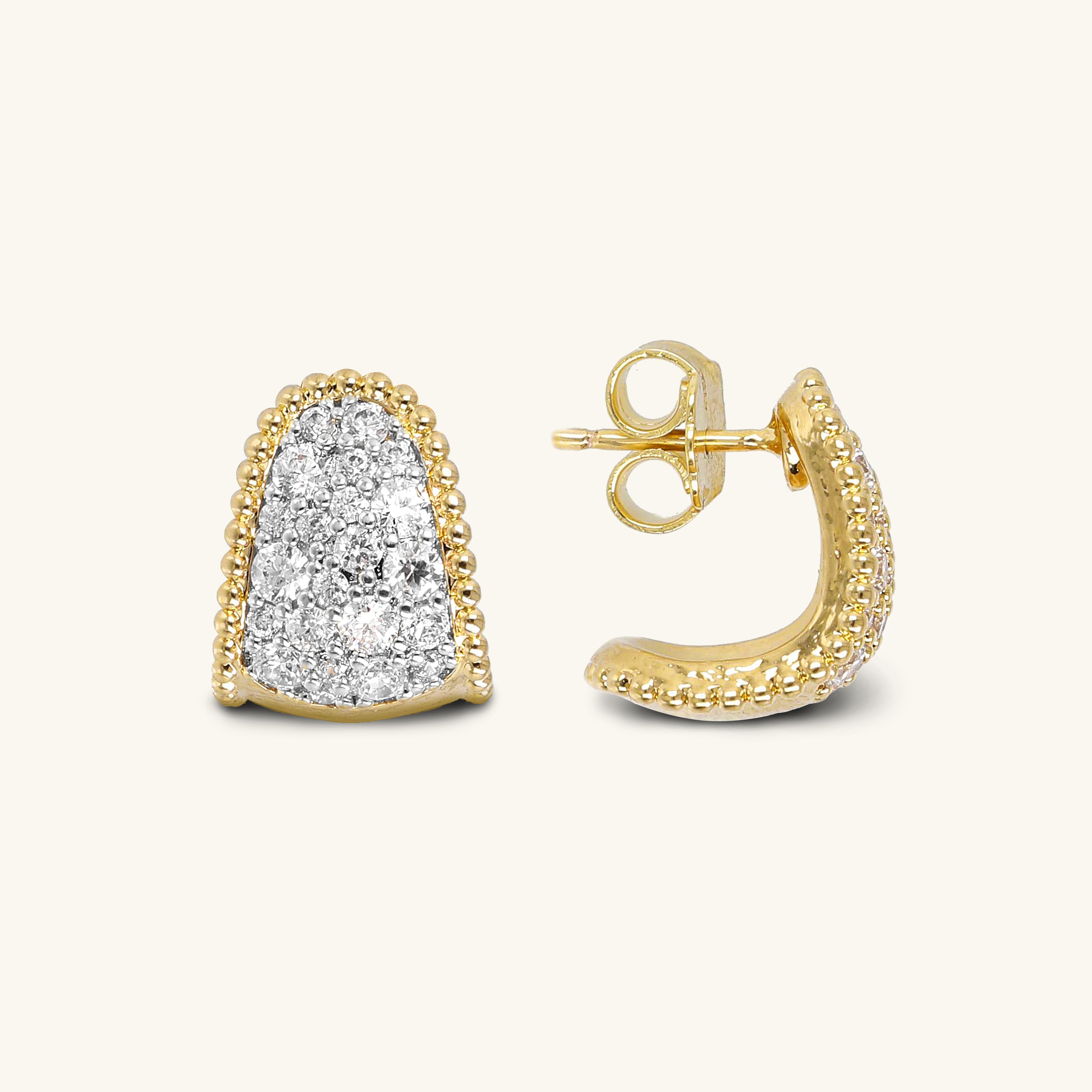 Iskry Wulkanu: Złocone Kolczyki Etrusca Vulcano Pavé, Włoski Design, Vivagem Selection