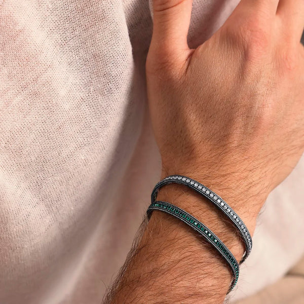 Męska Bransoleta Srebrna Albert M. Milano | Szafirowy Spinel i Srebro 925 | Vivagem