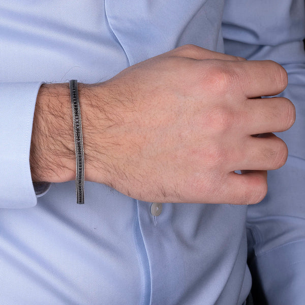 Męska Bransoleta Srebrna Albert M. Milano | Szafirowy Spinel i Srebro 925 | Vivagem