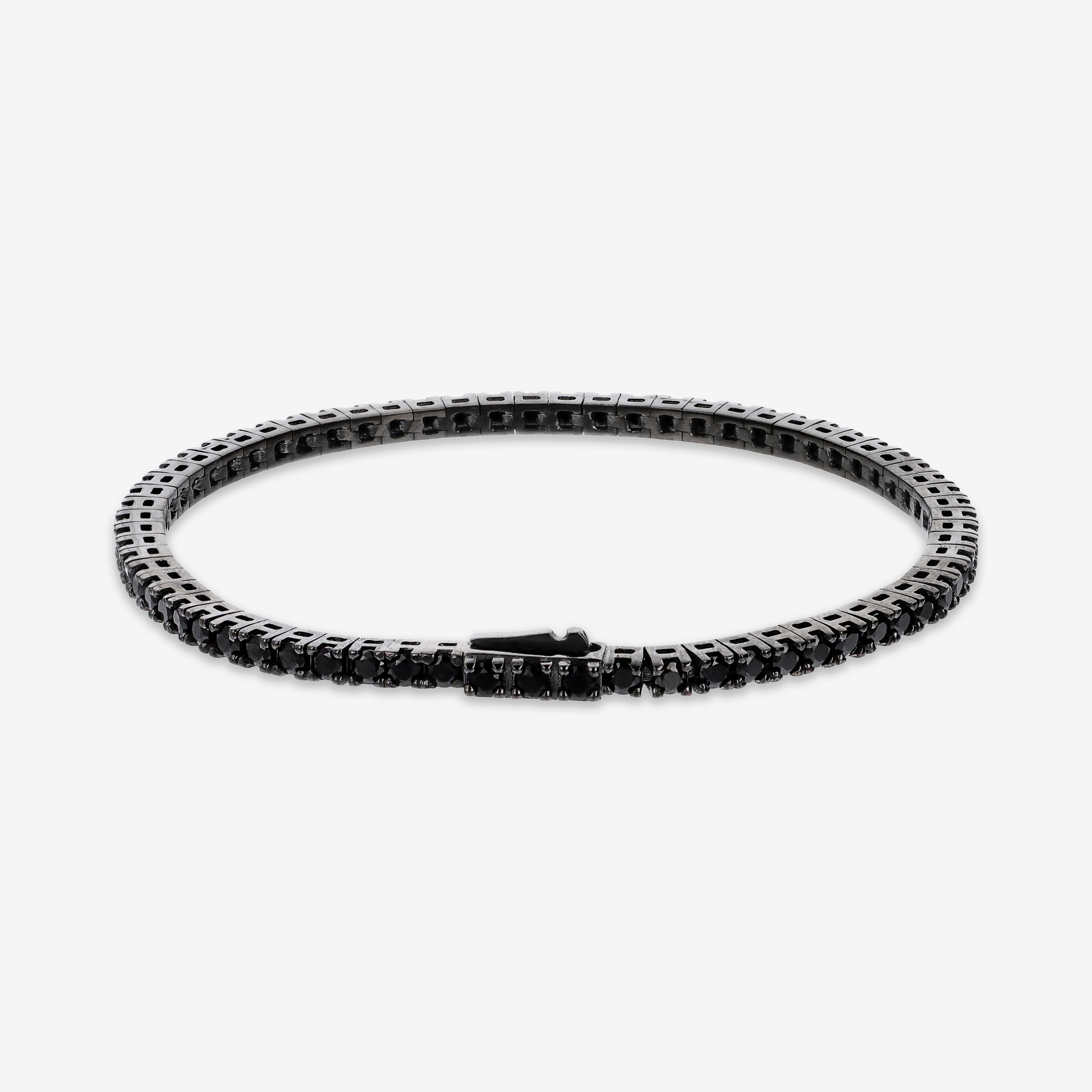 Kontrast i Blask: Męska Bransoletka Tennis Albert M. z Czarnymi Cyrkoniami, Srebrna, Vivagem Selection