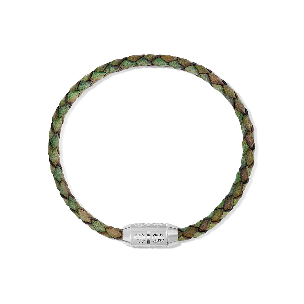 Męska Bransoleta Skórzana Zeades Monte Carlo Damier Vintage Green | Vivagem