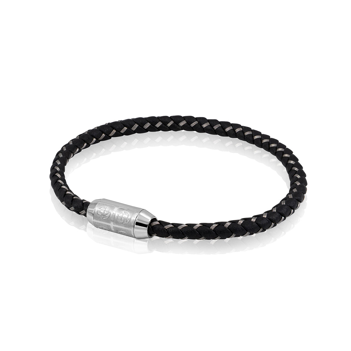 Męska Bransoleta Zeades Monte Carlo Damier | Techno Splot Czerń i Stal | Vivagem