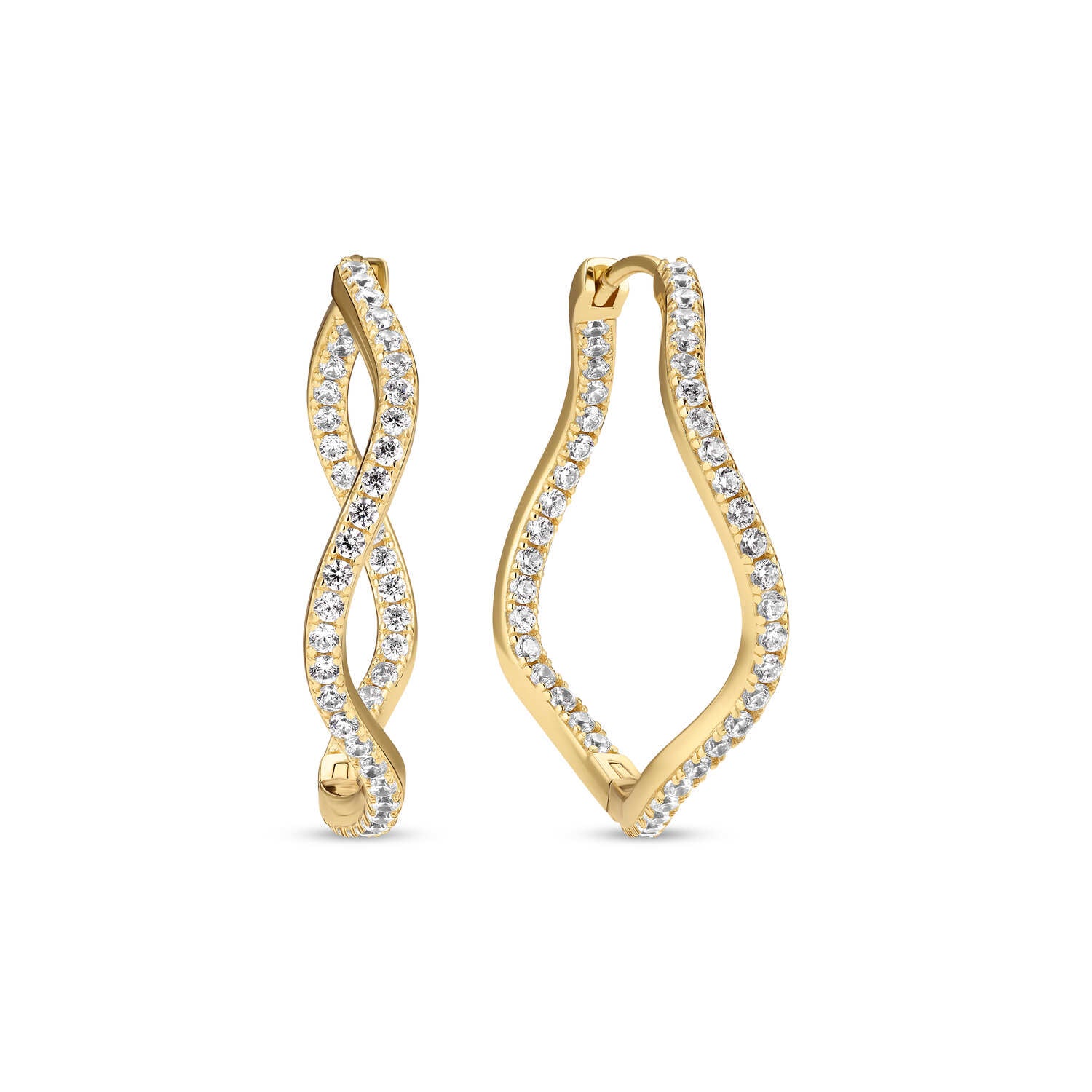 Iskrzący Taniec Złotych Fal: Kolczyki Statement Vivagem Selection - Ellera Waves X-Grande Pavé (Pozłacane 18k)