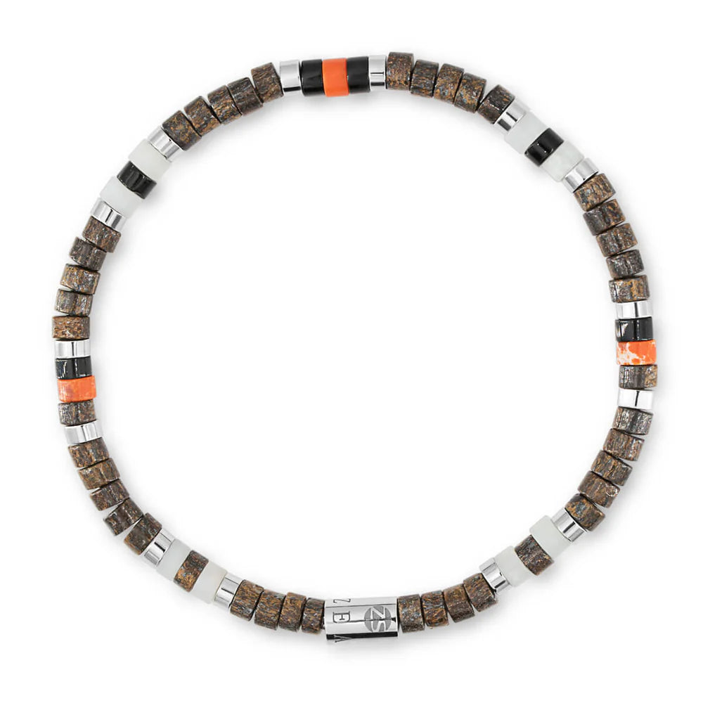 Męska bransoleta z dysków bronzytu i jaspisu pomarańczowego zeades pavillion.