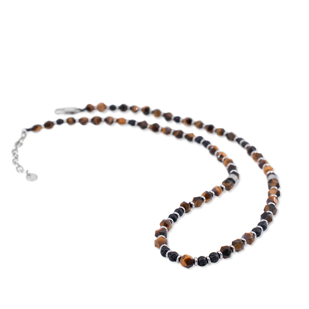 Męski Naszyjnik Zeades Monte Carlo Rock You | Fasetowane Tygrysie Oko i Lawa | Vivagem