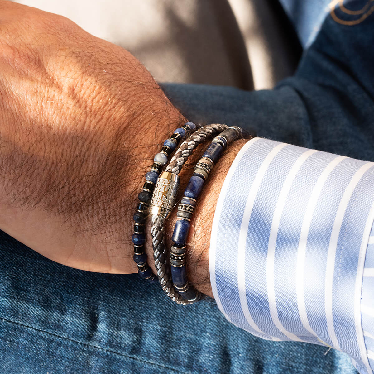 Męska Bransoleta Zeades Monte Carlo Porto Ora | Sodalit i Czarny Agat | Vivagem