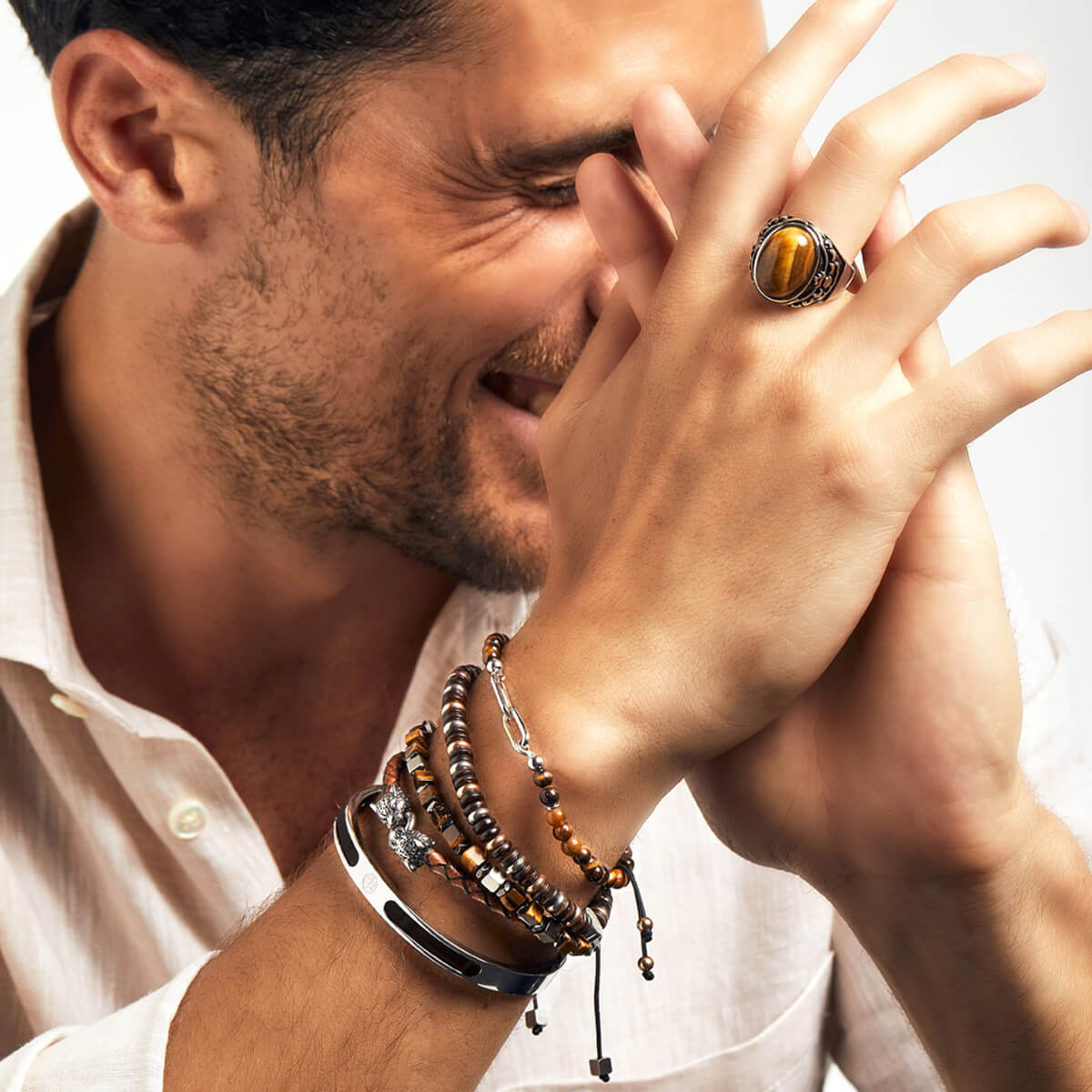 Męska Bransoleta Skórzana Zeades Monte Carlo Leopard | Brąz Hebanowy i Stal | Vivagem