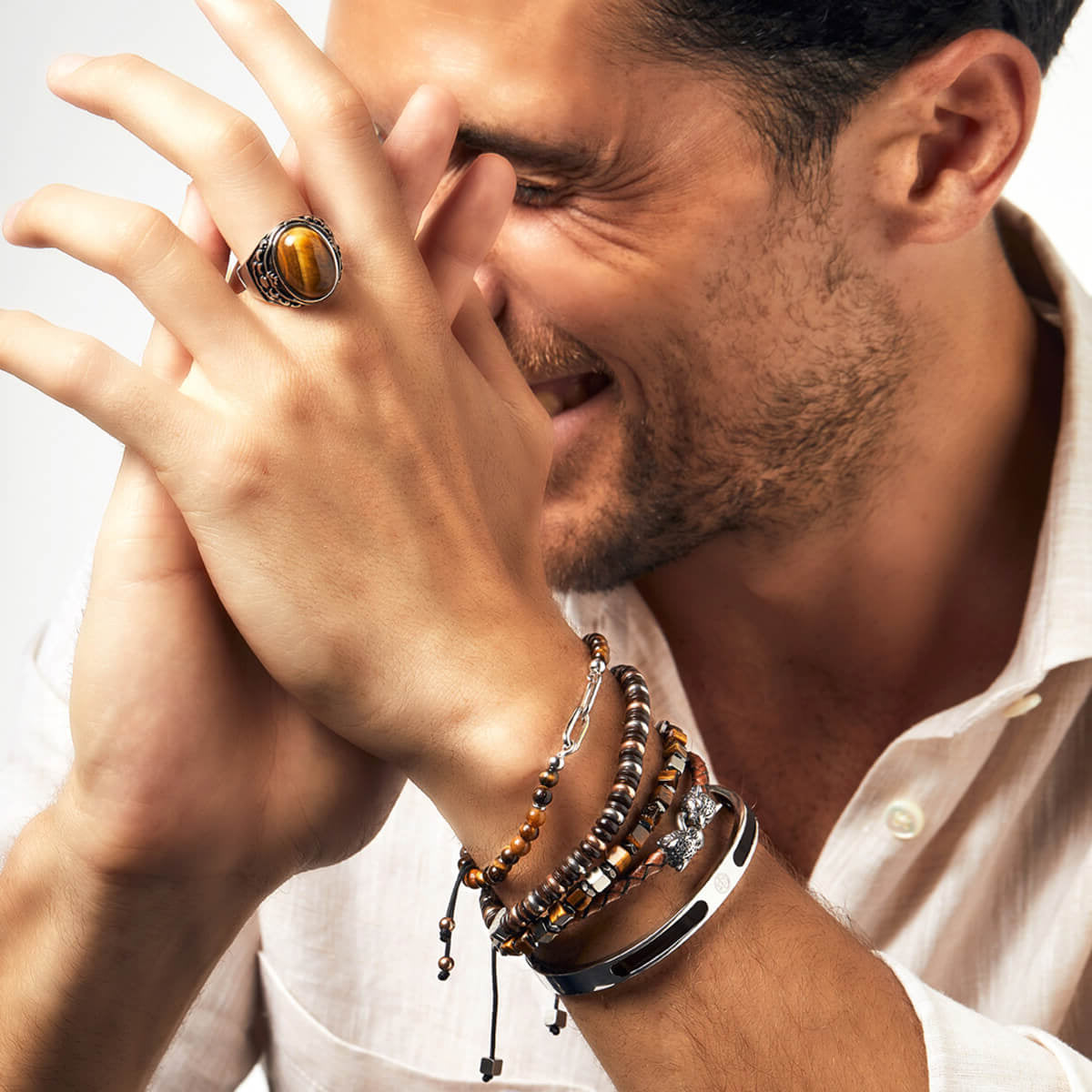 Męska Bransoleta Skórzana Zeades Monte Carlo Leopard | Brąz Hebanowy i Stal | Vivagem