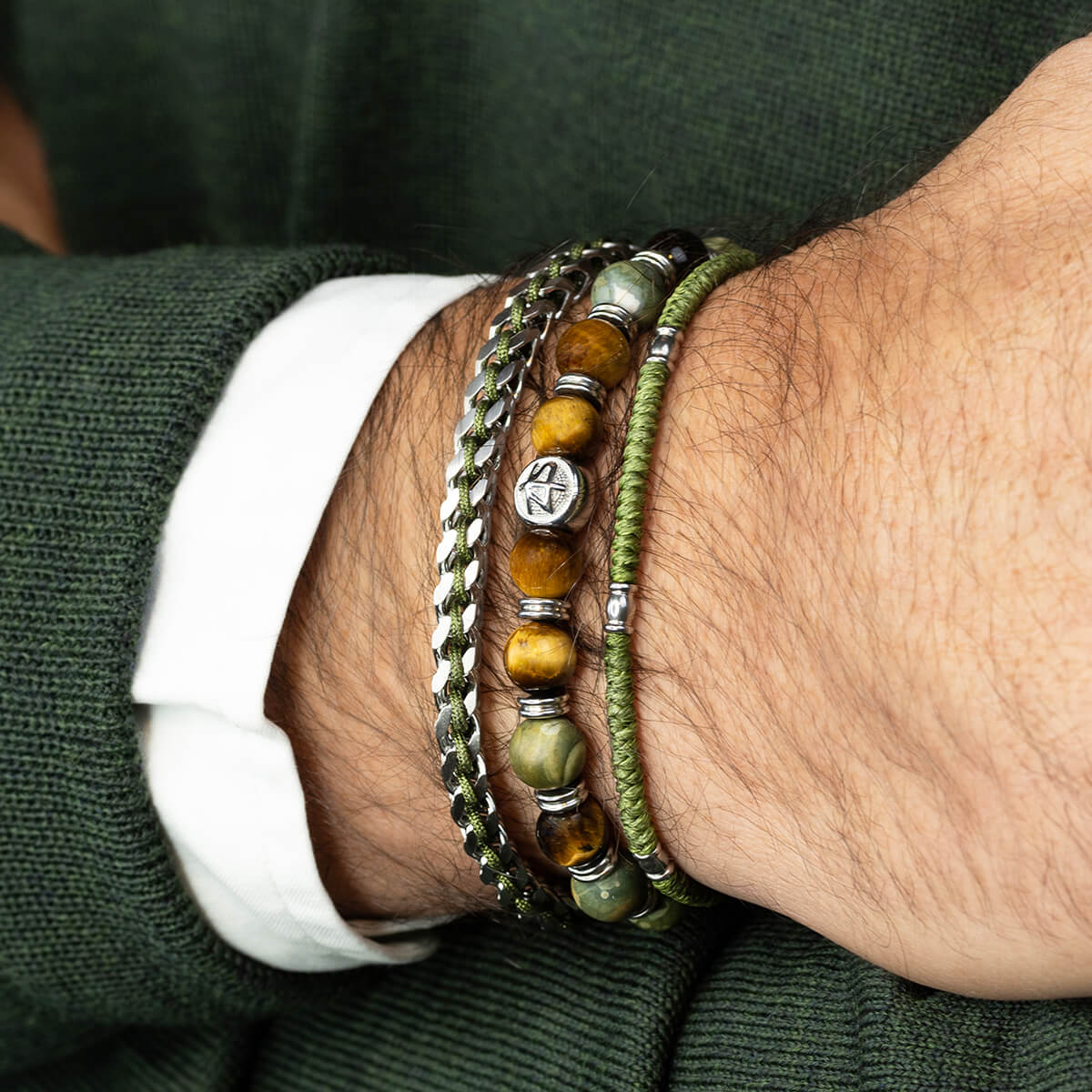 Męska Bransoleta Monte Carlo Chandelier | Tygrysie Oko i Jaspis Kambala | Vivagem